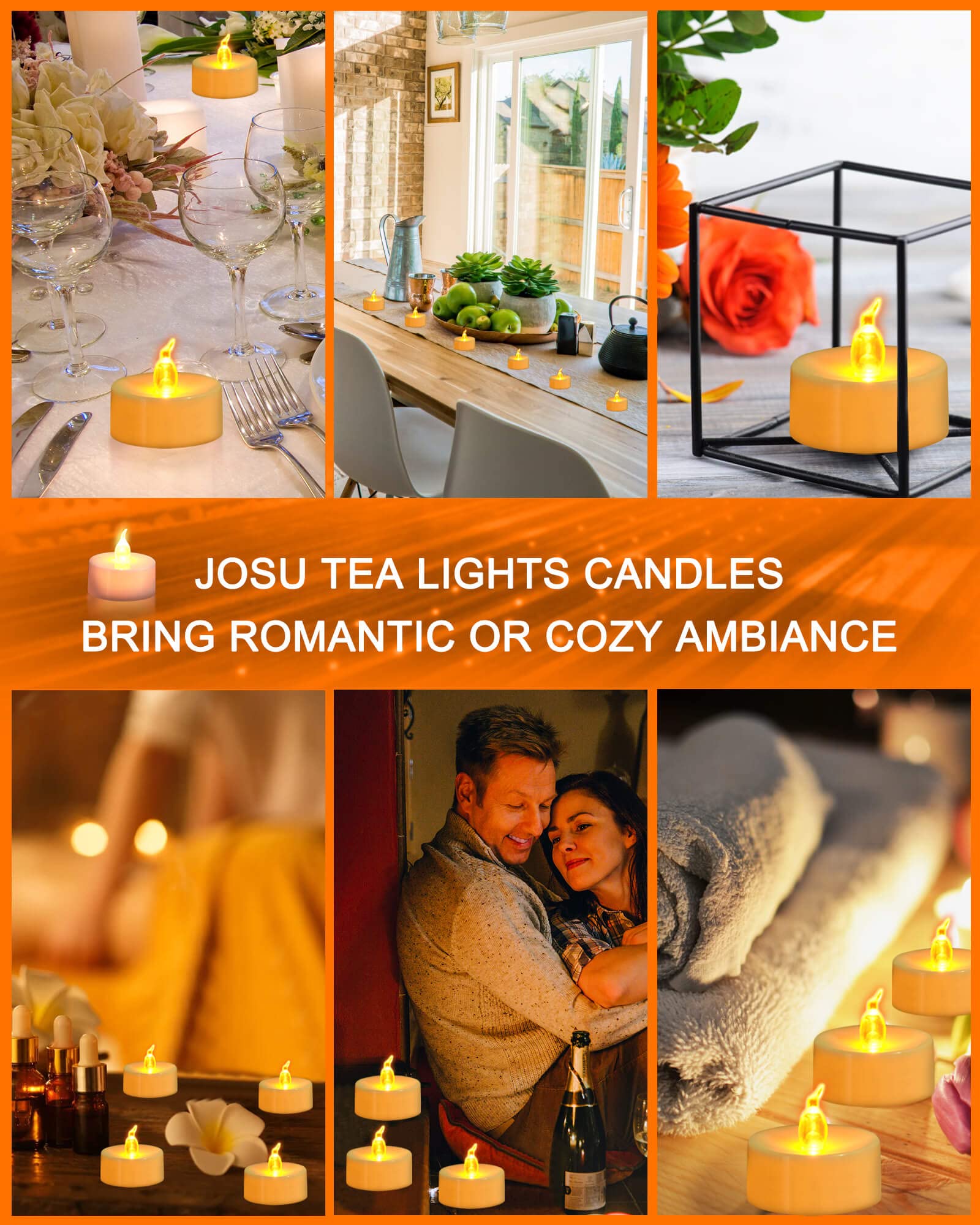 Josu Led Tea Lights Candles [24 Pack] Flameless Candles, Realistic Battery Operated Candles, Flickering Bright Tealights With Wa