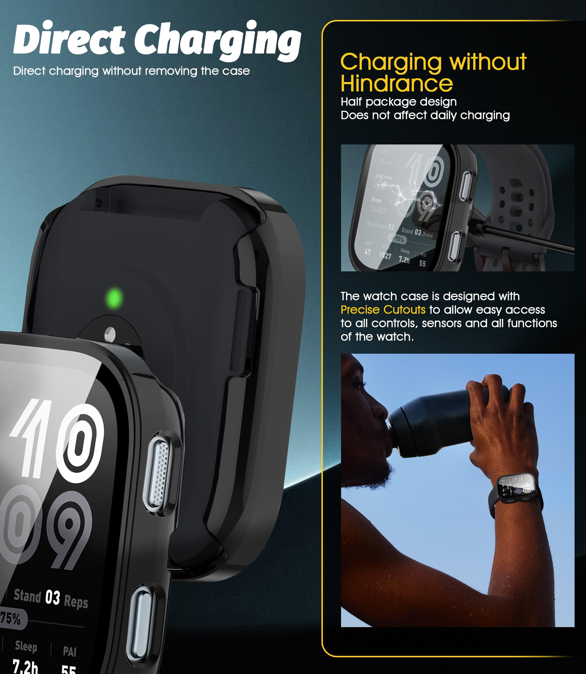 (1 Pack) Orzero Watch Case Compatible For Amazfit Bip 6, Protective Pc Frame Face Cover Built-In Tempered Glass Screen Protector