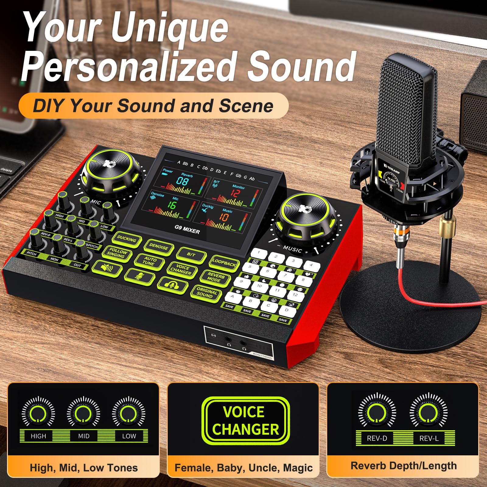 Podcast Equipment Bundle With Live Sound Card Audio Mixer, Podcast Equipment With 3.5Mm Microphone, Soundboard For Phone, Comput