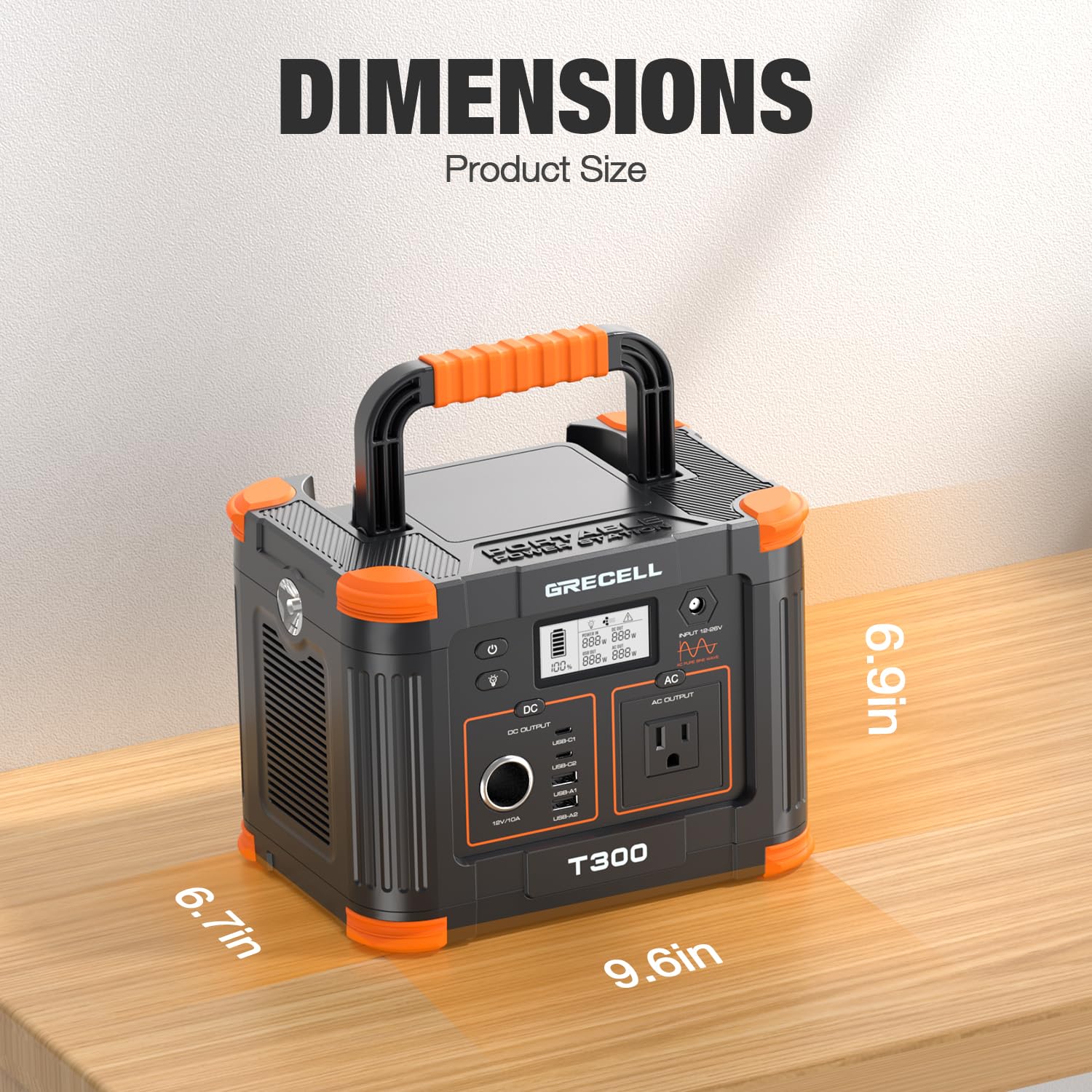 Grecell 300W Portable Power Station 230.88Wh Solar Generator With Usbc Pd 60W, 110V Outlet Perfect For Camping, Outdoor Trips, H