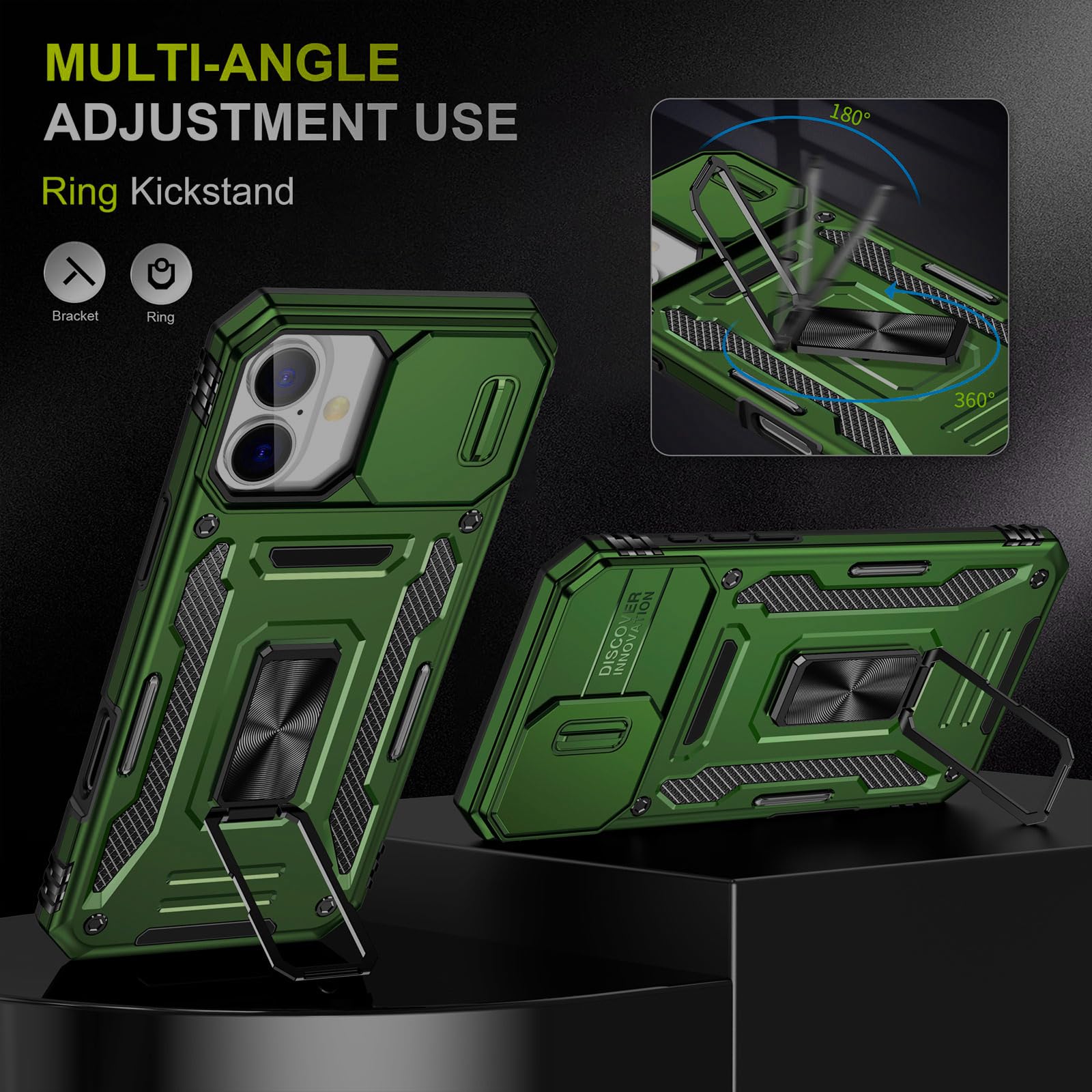 Sefing Phone Case For I Phone16 Case Iphone 16 Phone Case With Camera Lens Cover, With Ring Holder Kickstand, Fit Magnet Car Mou