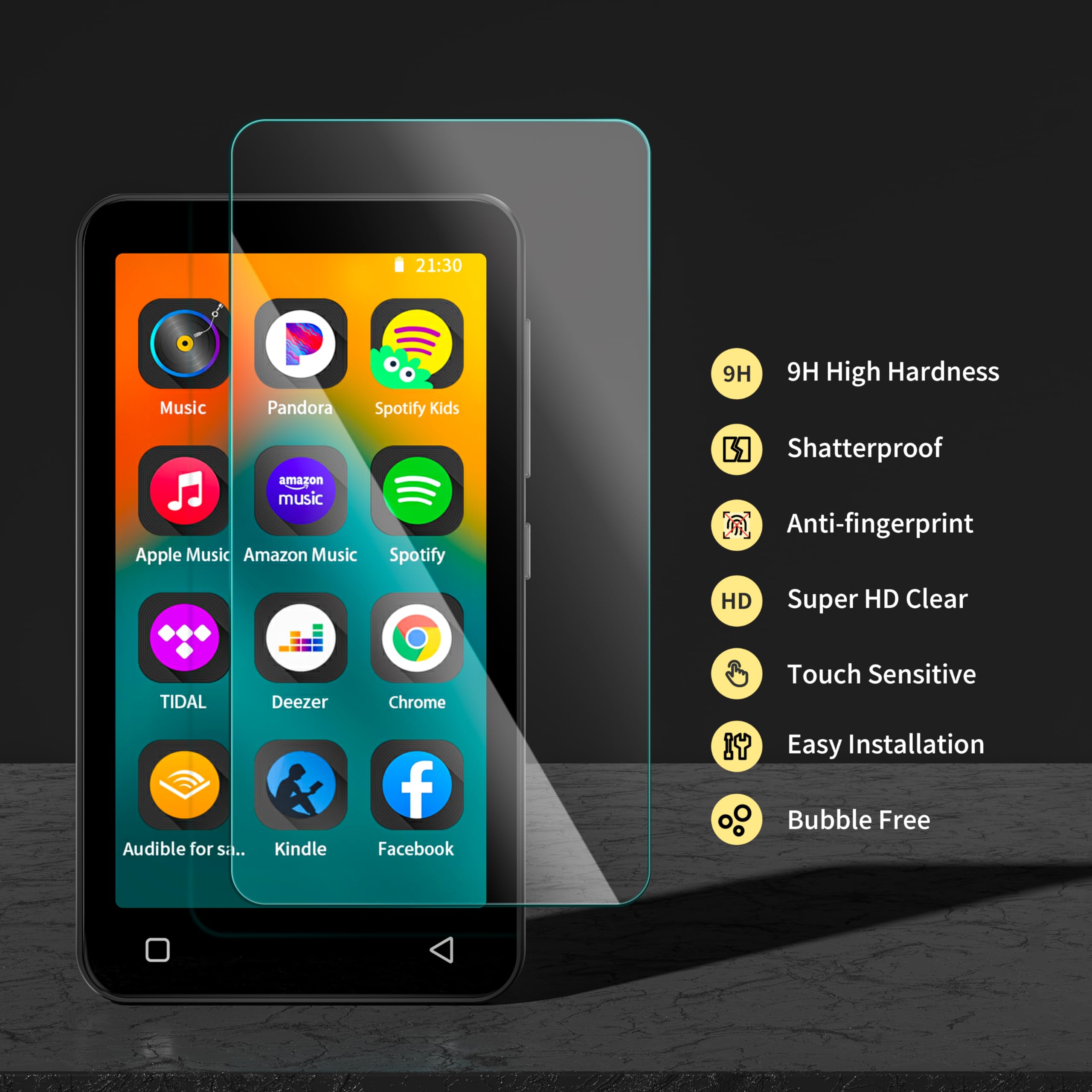 Innioasis Tempered Glass Screen Protector For G1 Mp3 Player, Anti Scratch, 9H Hardness, Hd Clear, Bubble Free With Easy Installa