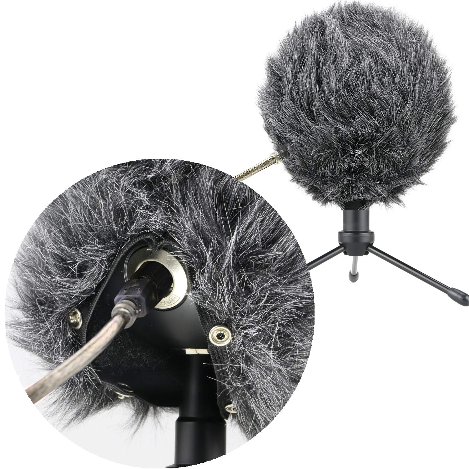 Sunmon Deadcat Mic Windshield Fur Filter For Blue Snowball Ice Condenser Microphone   Outdoor Mic Windscreen Wind Muff (Grey)