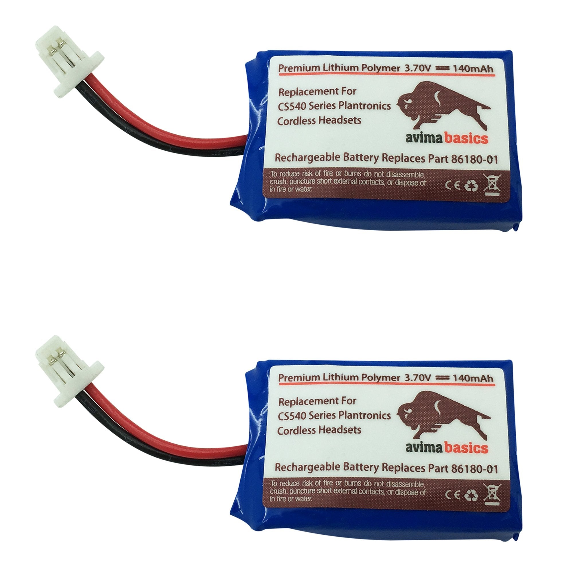 Cs540 Battery, Premium Quality Replacement Rechargeable 140Mah 3.7V Battery For Plantronics Cs540, Cs540A Cs540 Xd And C054 Wireless Headsets 86180 01 Pl 86180 01 & 84479 01 (2 Pack)