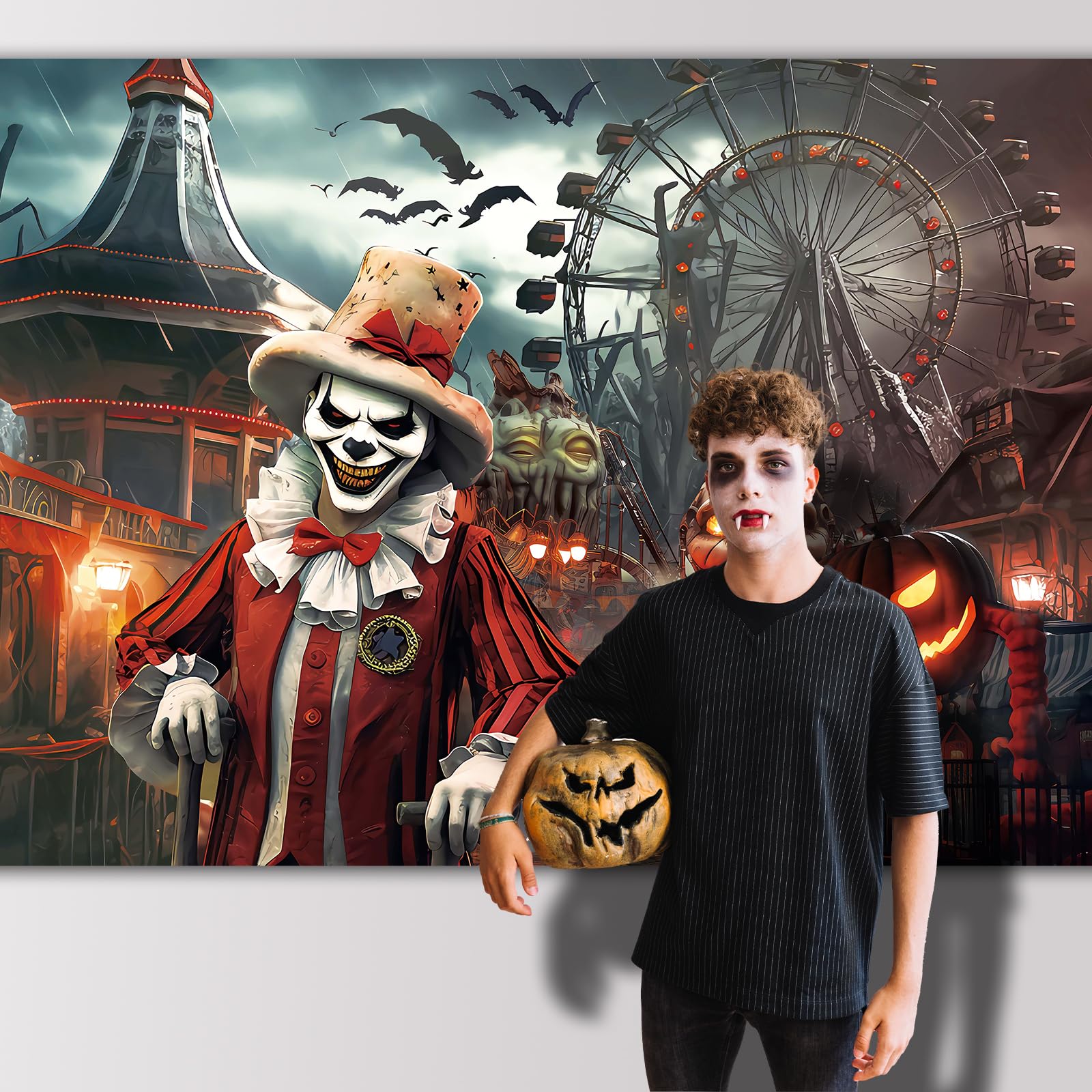 Horror Circus Halloween Backdrop,7X5Ft | Halloween Creepy Clown Backdrop Evil Clown Backdrop Halloween Evil Circus Backdrop Scar