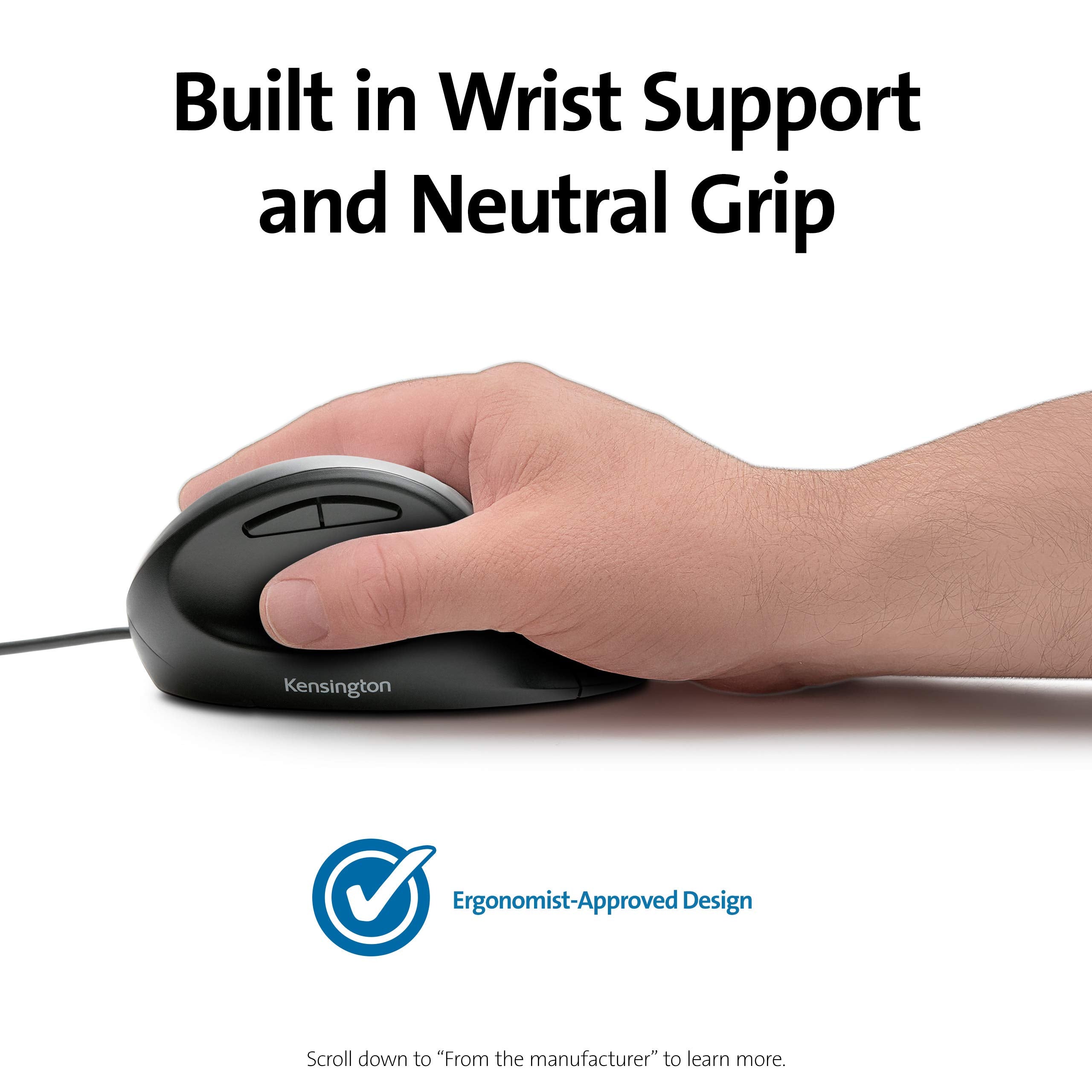 Kensington Pro Fit Ergonomic Wired Mouse - Black (K75403Ww)