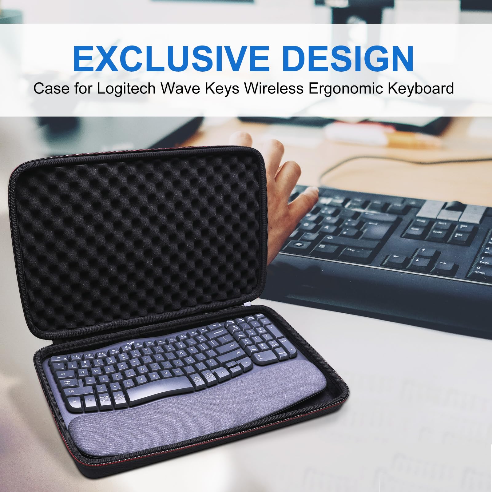 Ltgem Case Compatible With Logitech Wave Keys Mk670 Combo Ergonomic Keyboard, Black