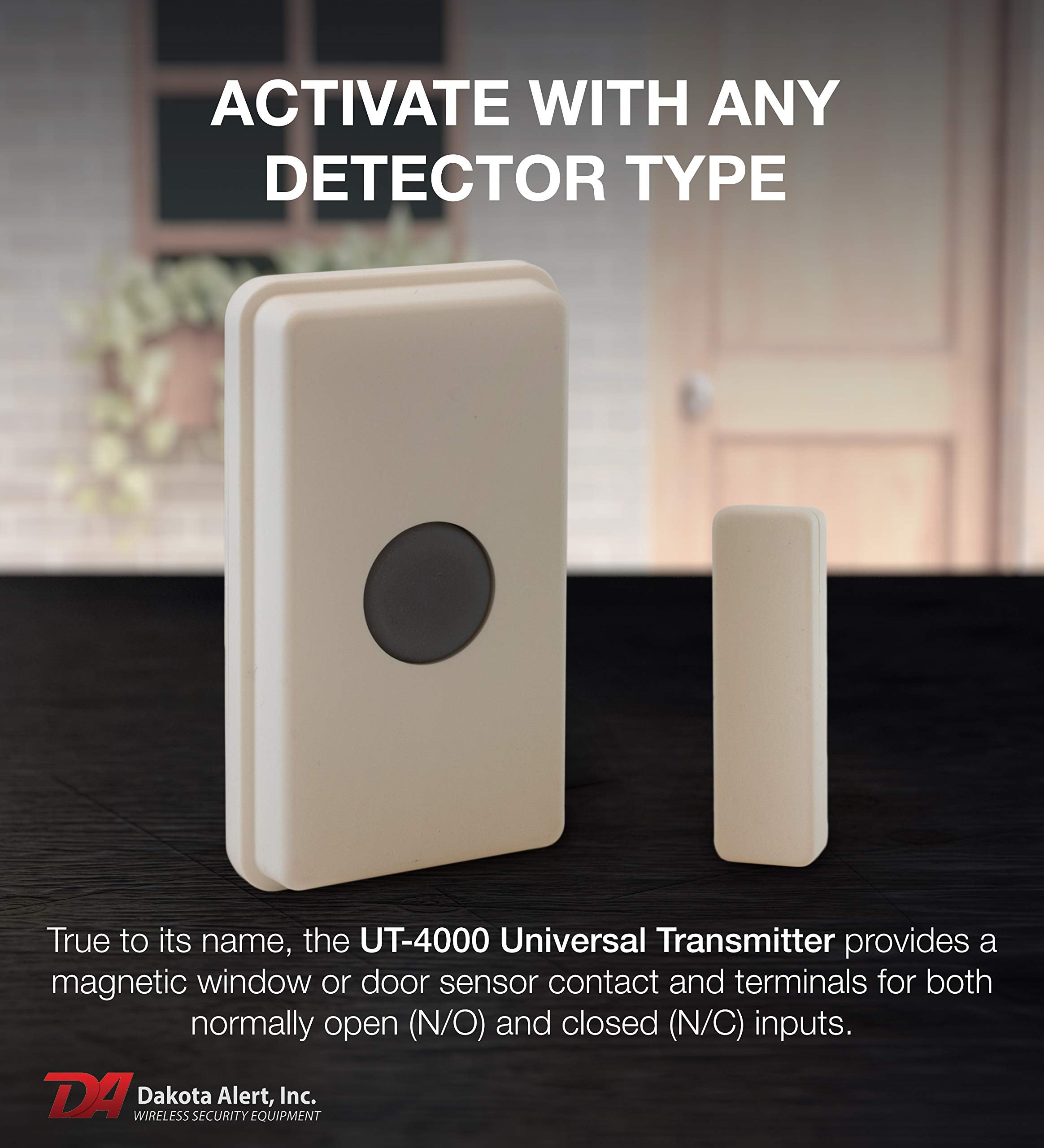 Dakota Alert Ut 4000, Universal Transmitter For Wireless Home Security & Doorbell 1 Mile Long Range, Compatible With 4000 Series Receiver, Driveway Alarms Wireless, Mailbox Alert, Weatherproof Sensor