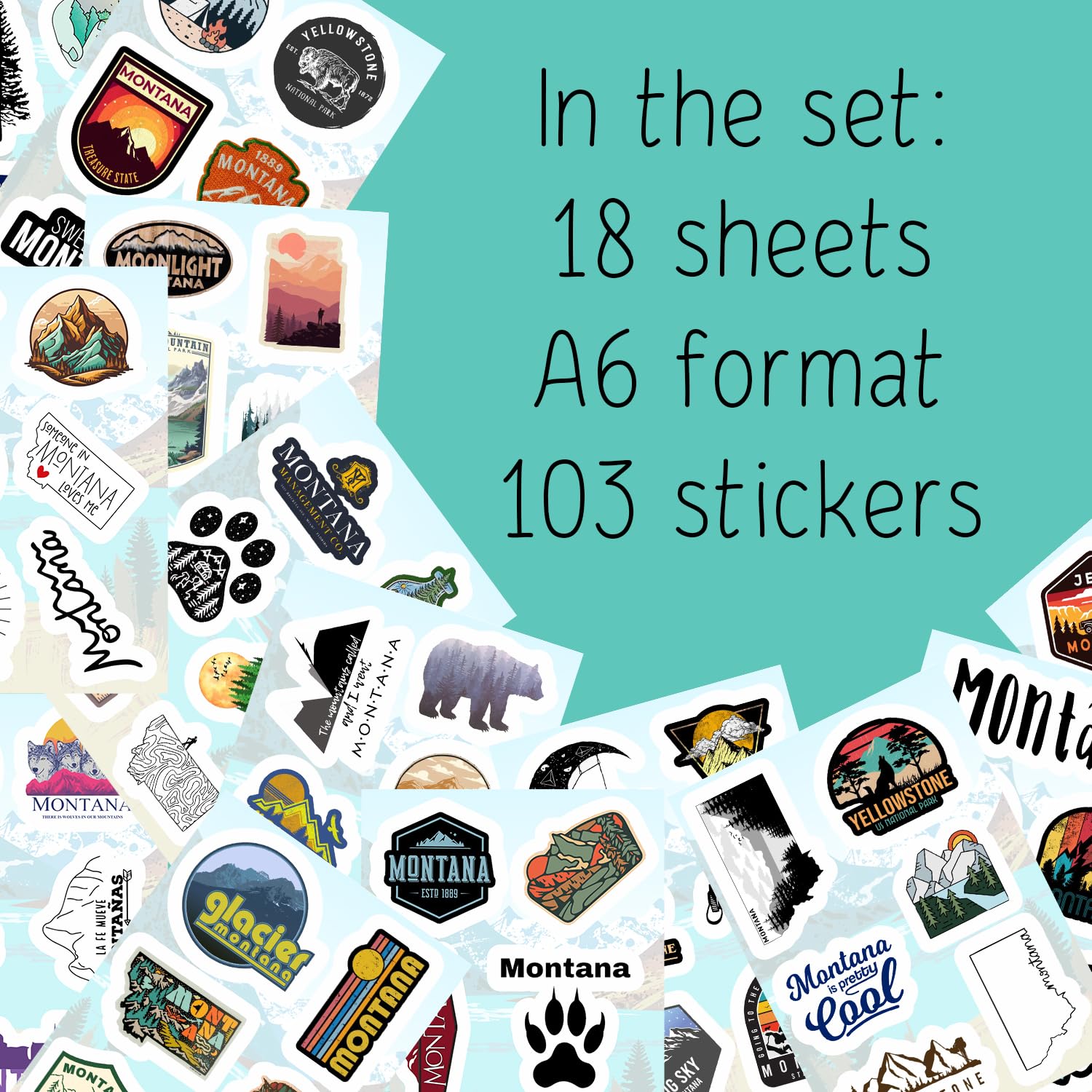 100Pcs Montana Stickers For Water Bottle And Laptop   Montana Party Favors & Decorations, Waterproof Vinyl Decals, State Pride A