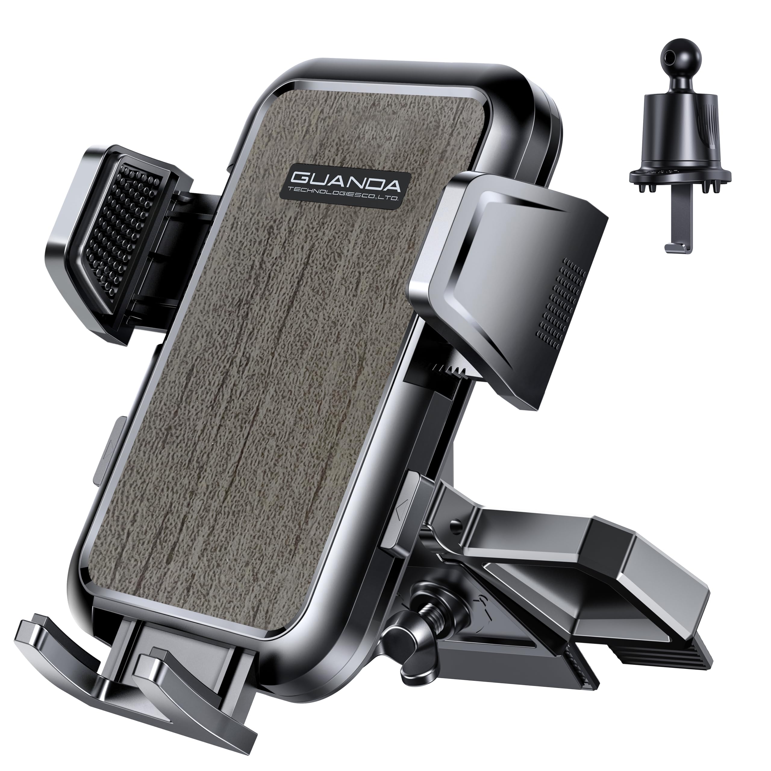 Cd Phone Mount With Vent Hook Clip, 360 Adjustable Car Vent Phone Holder For Iphone & Android, Thick Cases Friendly (Grey + Hook