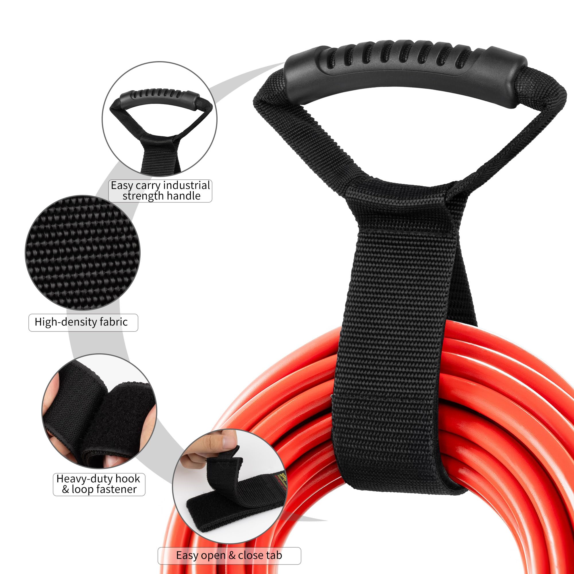 Easy Carry Storage Straps (2 Pack) Heavy Duty Hook And Loop Cord Carrying Strap Organizer With Handle For Pool Hoses, Garden Hos