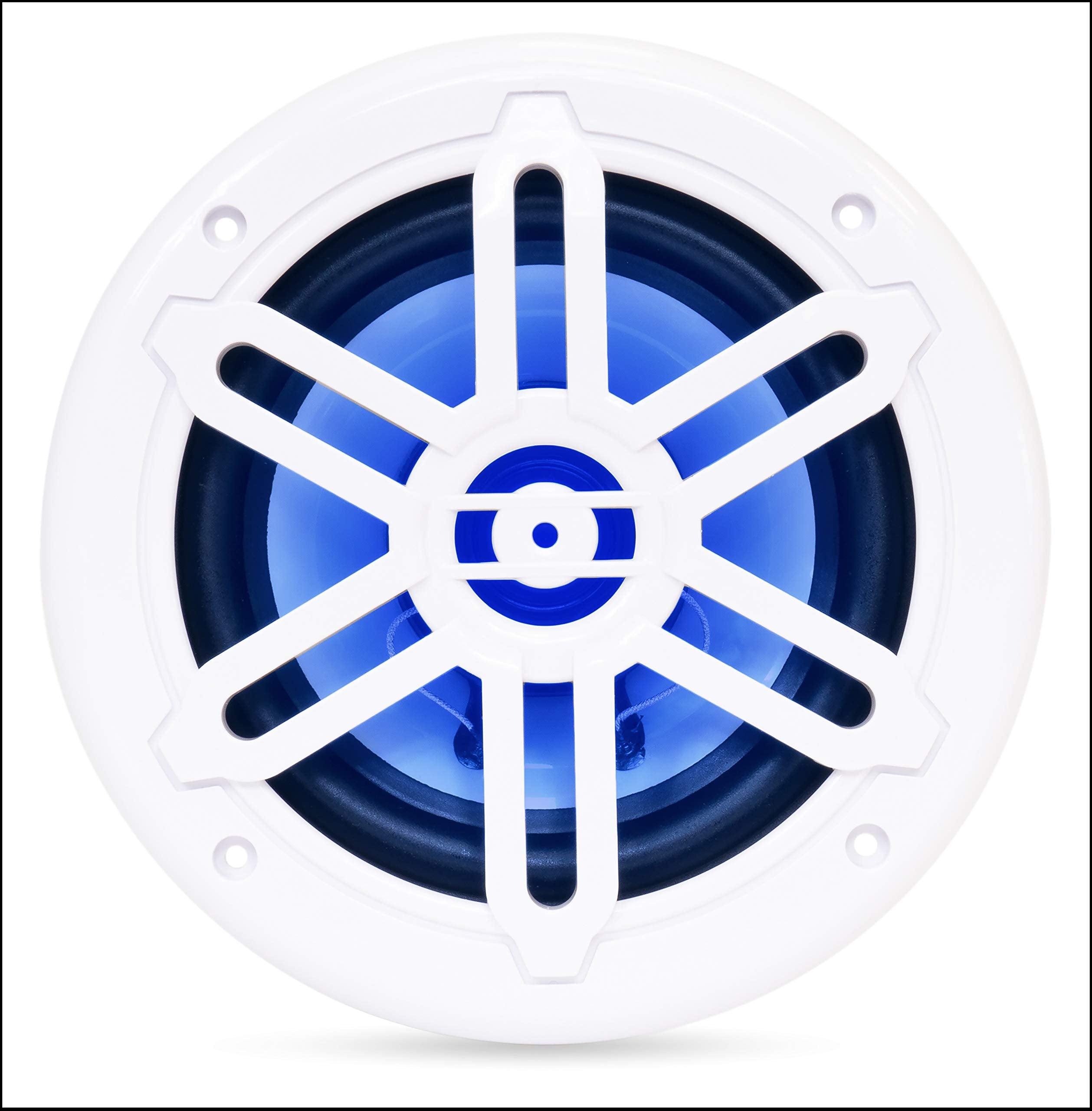 Belva Bmrgbwh 500W Peak (250W Rms) 6.5' 2 Way White Coaxial Marine Speakers With Multi Color Led Lighting For Boats/Atv/Utv/Sxs/Powersport