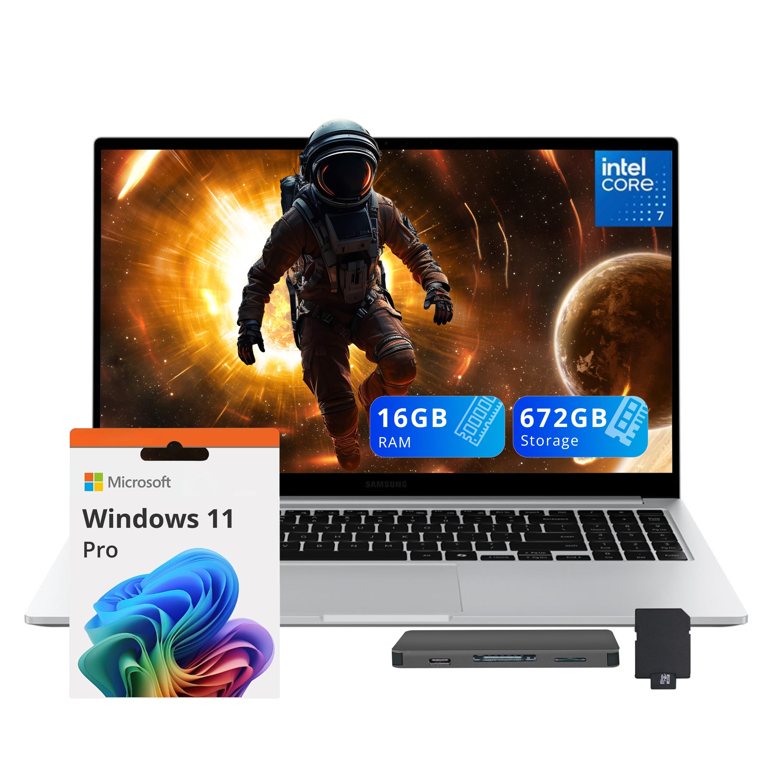 Samsung Galaxy Book4 Business Laptop, 15.6 FHD Copilot AI PC, Intel Core 7 150U, 16GB LPDDR4X, 672GB Storage (512GB SSD+160GB Do
