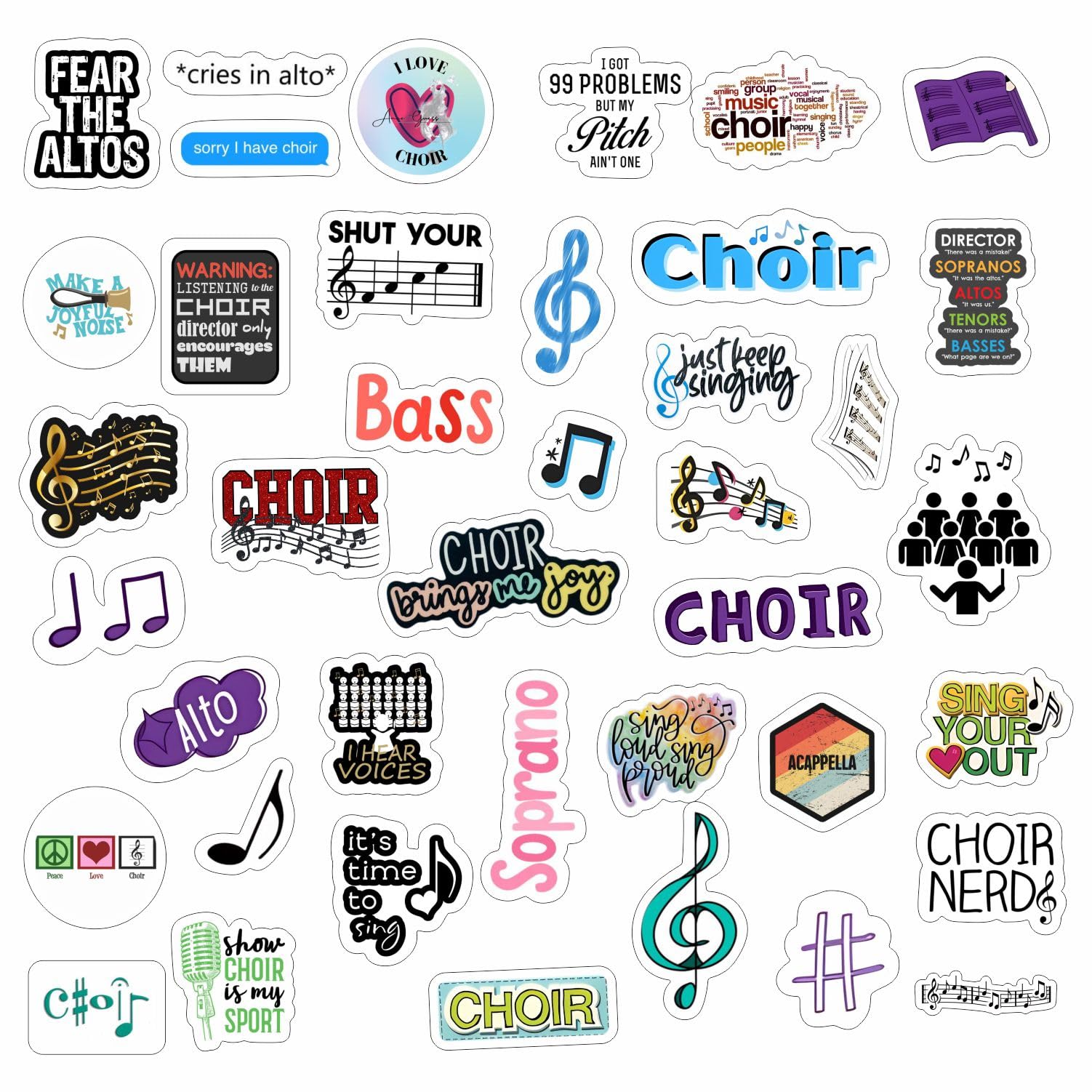 Choir Stickers For Water Bottle And Laptop   Choir Party Favors & Decorations, Waterproof Vinyl Decals, Singing And Music Sticke