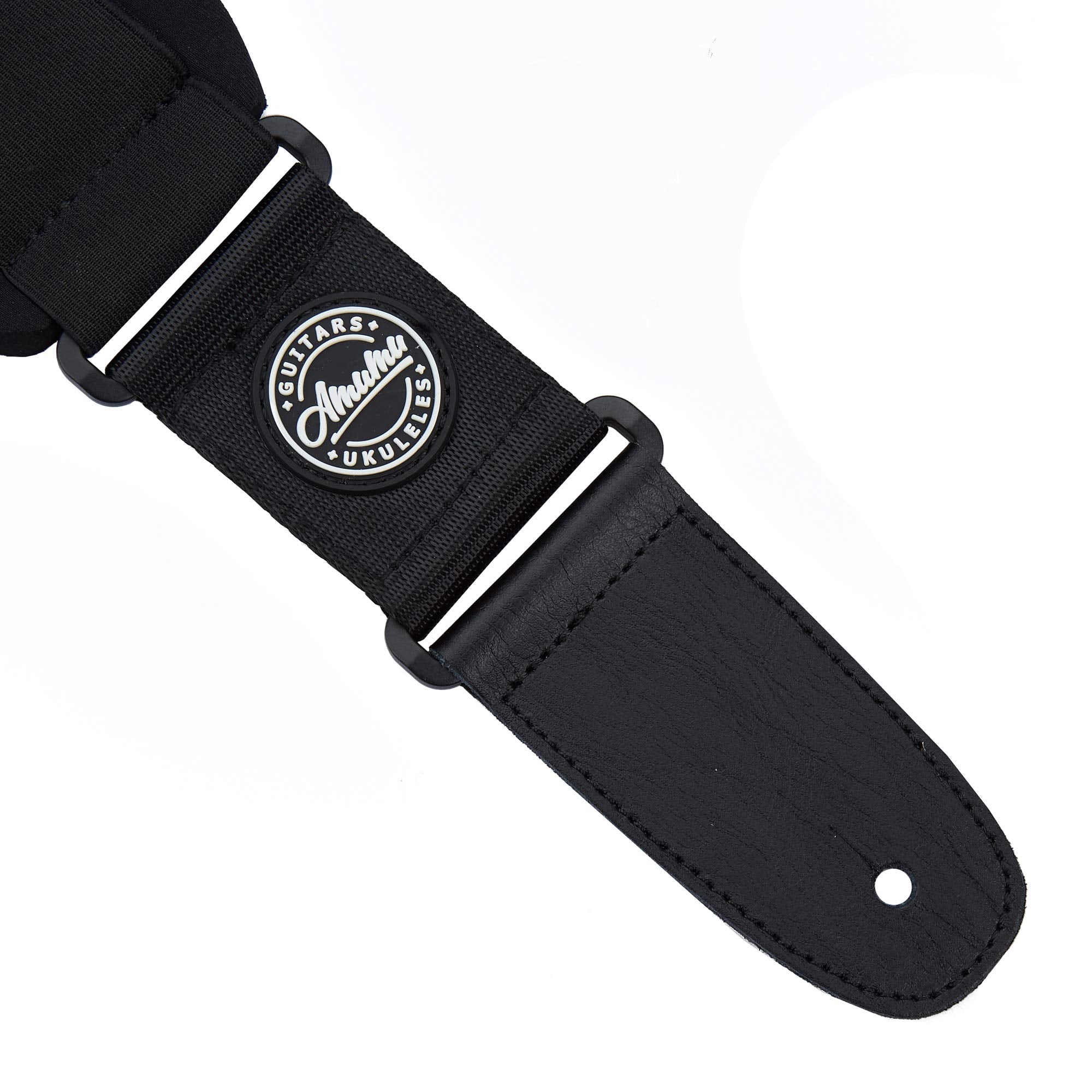 Amumu Sbr Guitar Strap With 3.3'' Wide Rubber Padded For Electric Guitar Bass Guitar Adjustable Length From 44'' To 57''