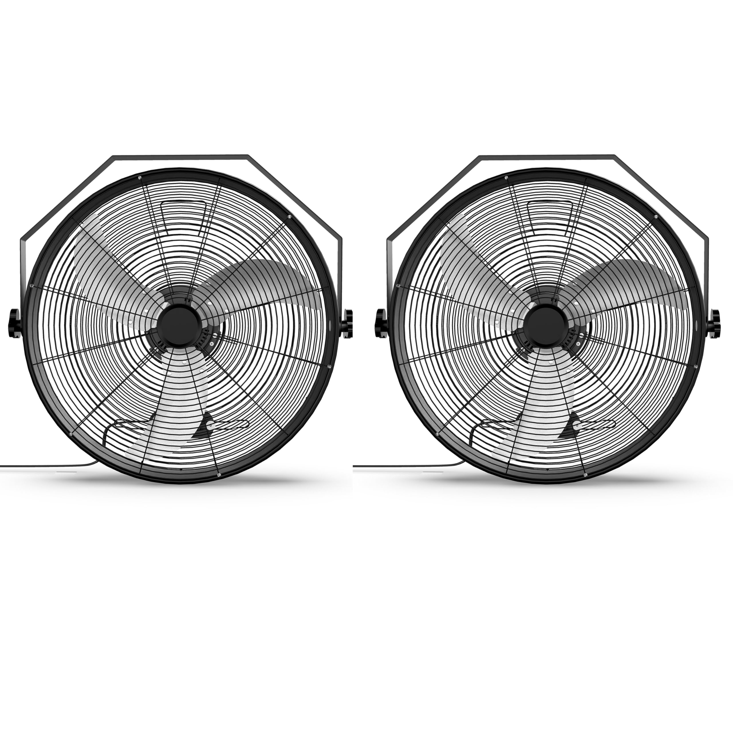 Simple Deluxe 20 Inch High Velocity Wall Mount Fan With Rack, 3 Speed Industrial/Commercial Metal Ventilation Fan,2 Pack