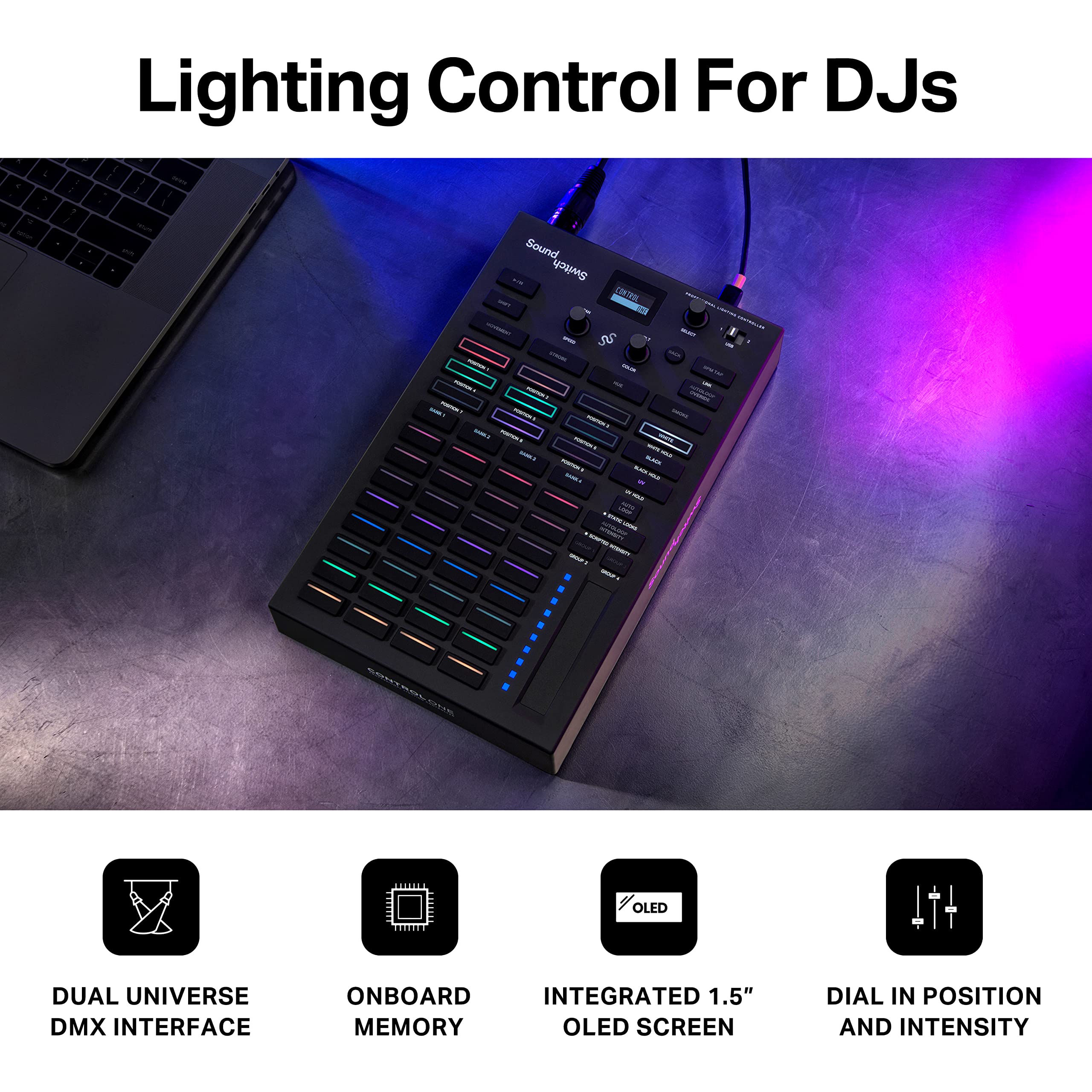 Soundswitch Control One   Professional Dmx Dj Lighting Controller With 3 Months Soundswitch Software Access And Dmx Lights And P