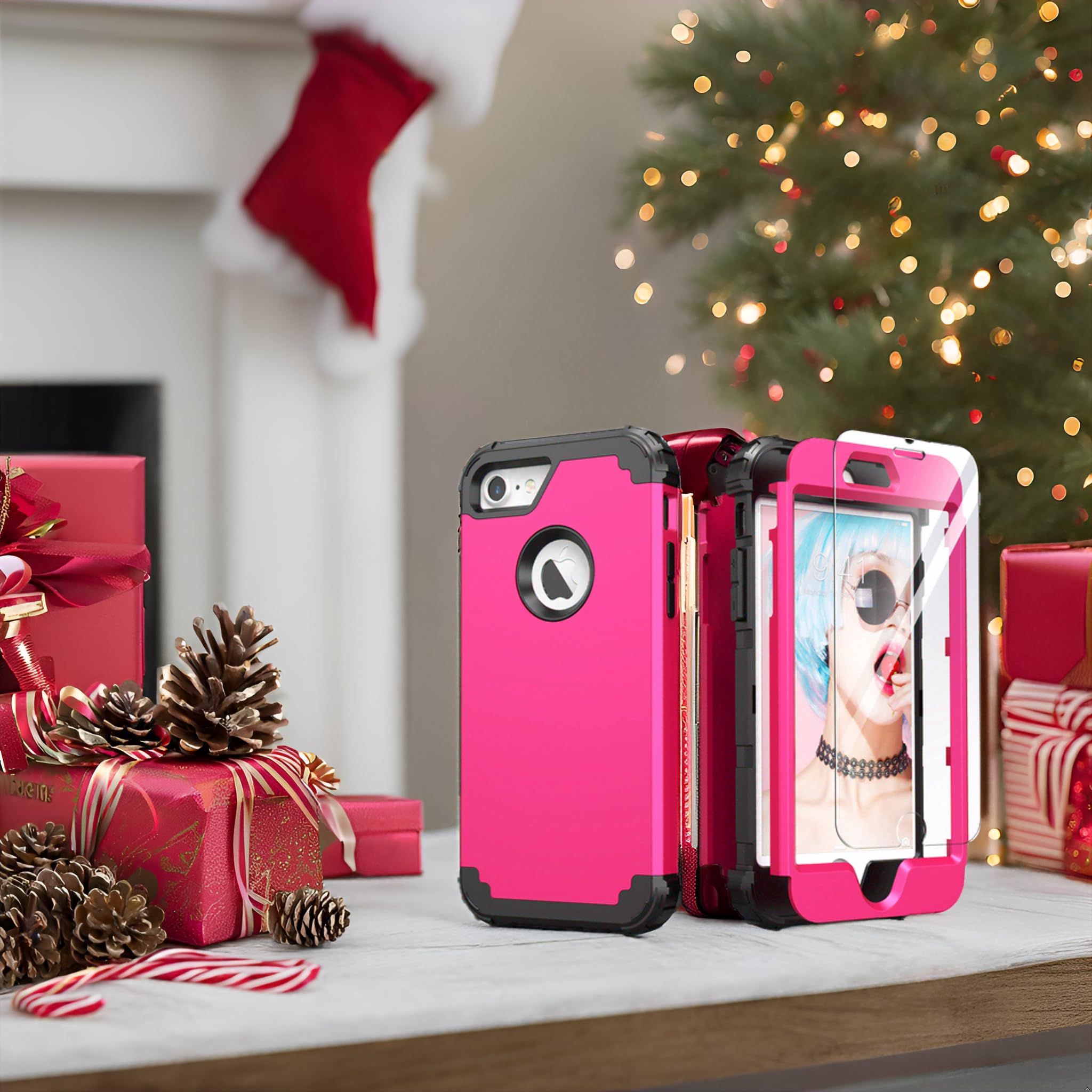 Idweel Iphone 8 Case With Tempered Glass Screen Protector, Iphone 7 Case, 3 In 1 Shock Absorption Durable Heavy Duty Hard Pc Cov