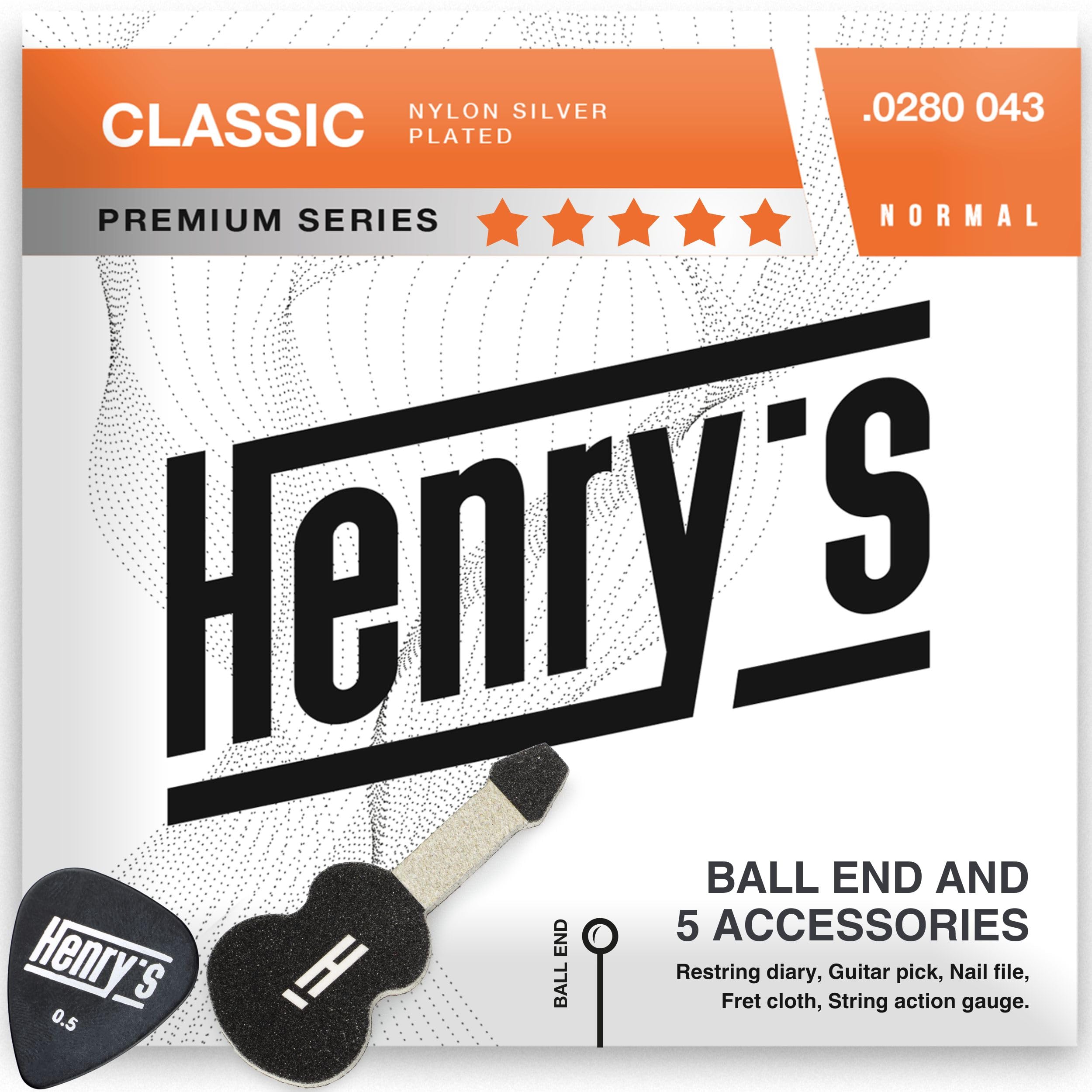 Classical Guitar Strings With Ball End   Fast&Easy Restring   5 Guitar Accessories Inside   Silver Nylon Guitar Strings For Clas