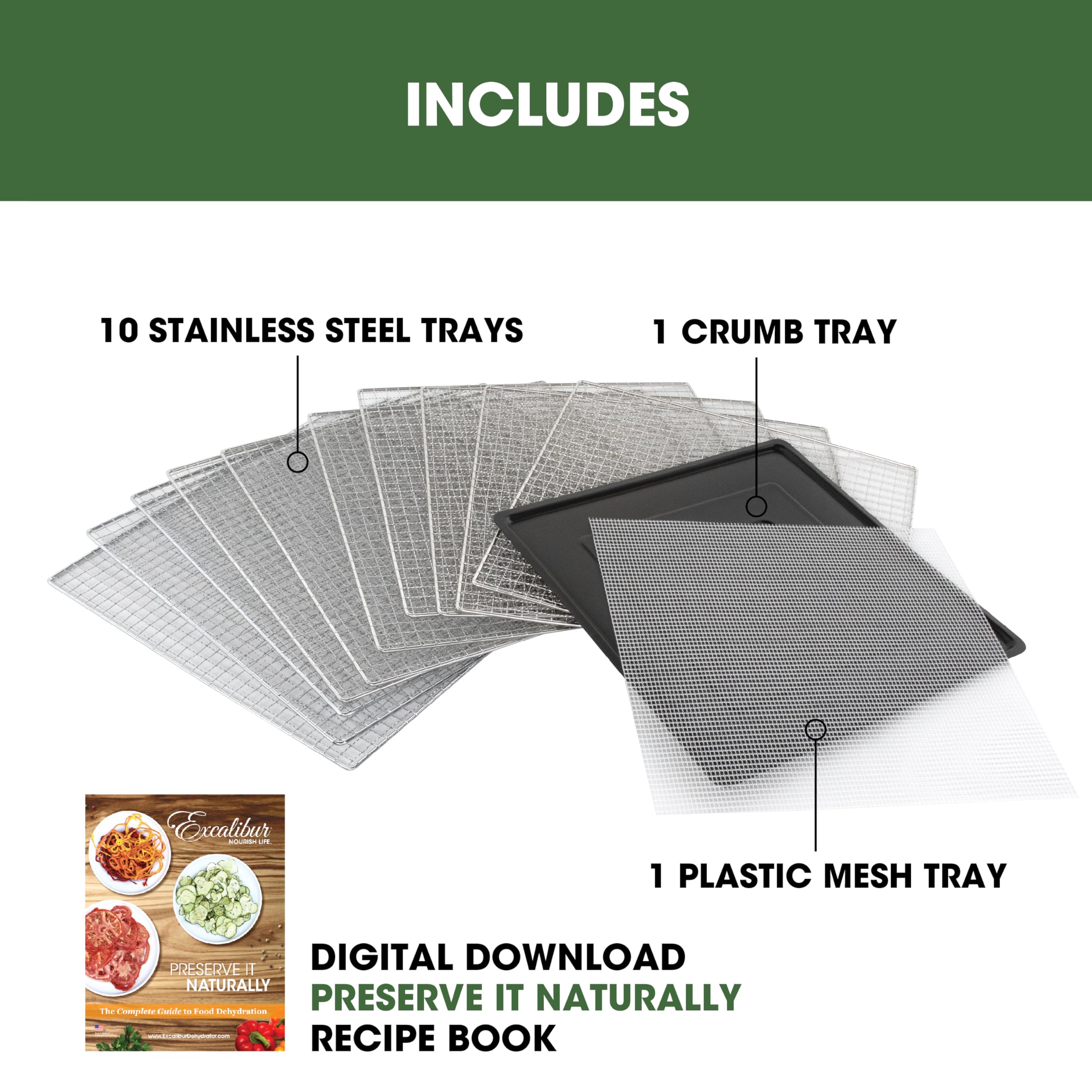 Excalibur Electric Food Dehydrator Performance Series 10 Tray With Adjustable Temperature Control Includes Stainless Steel Dryin