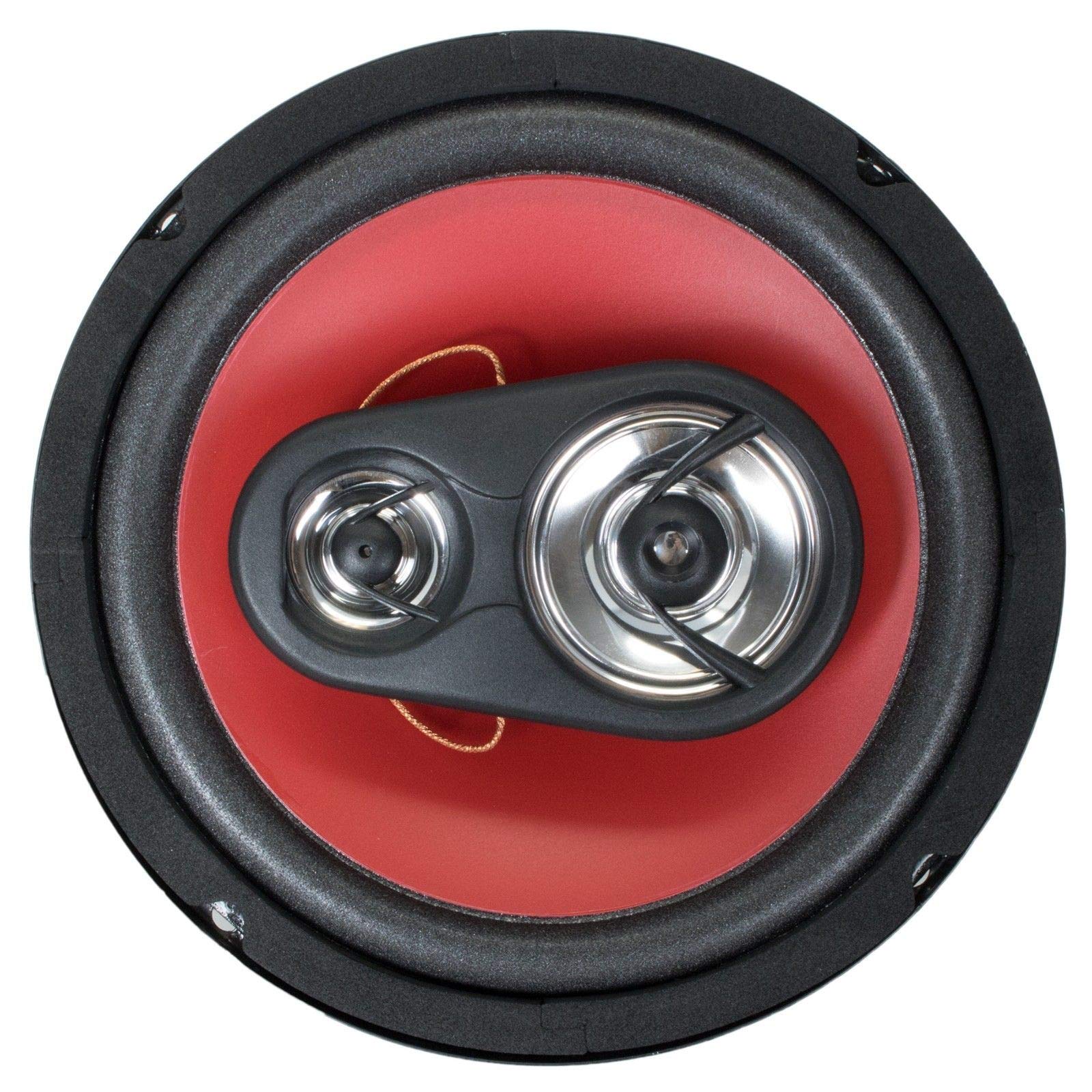 Pair Of Audiobank 6.5'' 400 Watt 3 Way Red Car Audio Stereo Coaxial Speakers   Ab1670 (2 Speakers)
