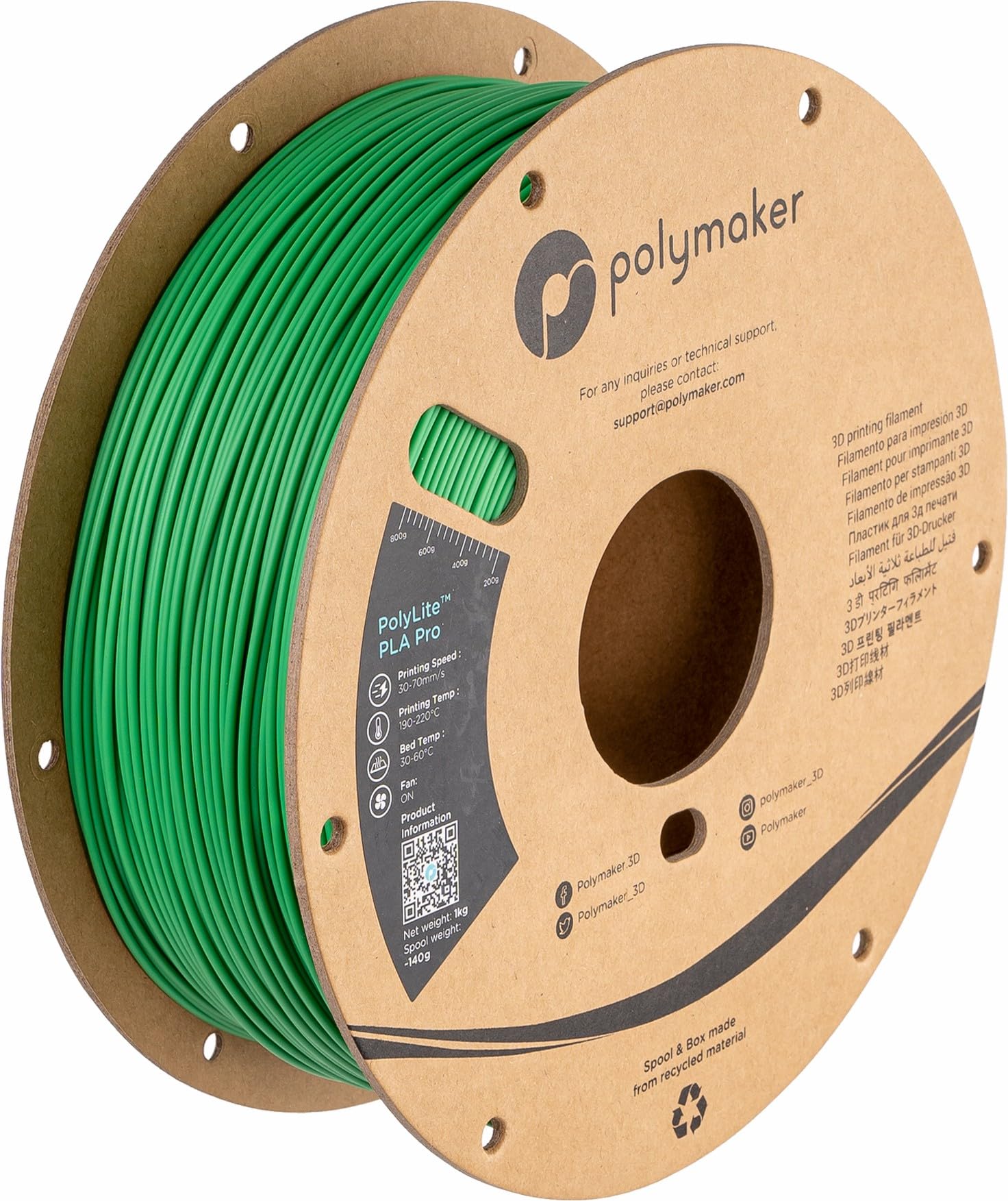 Polymaker Pla Pro Filament 1.75Mm Green, Powerful Pla Filament 1.75Mm 3D Printer Filament 1Kg   Polylite 1.75 Pla Filament Pro T