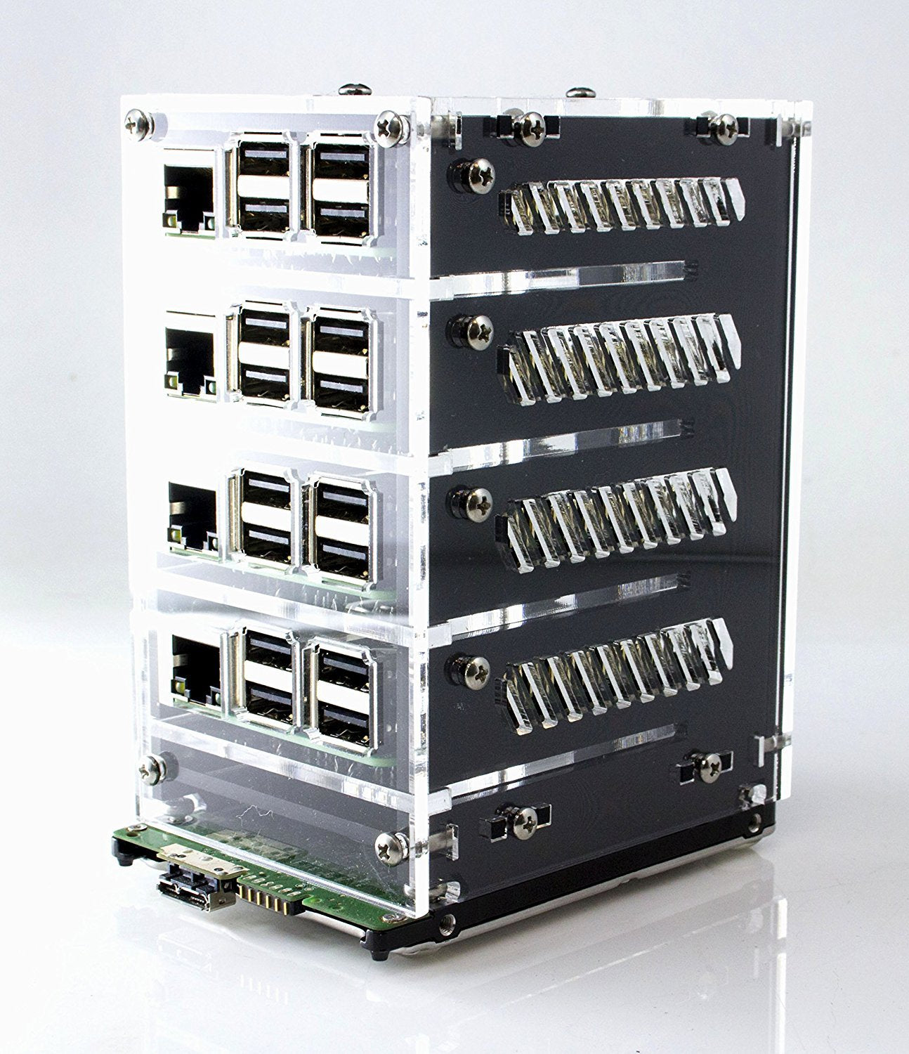 Bramble Box Fan Stack Case For Raspberry Pi3, Pi2 & Pidrive (4 Stack Black Ice) ~ By C4Labs (4 Stack, Black Ice)