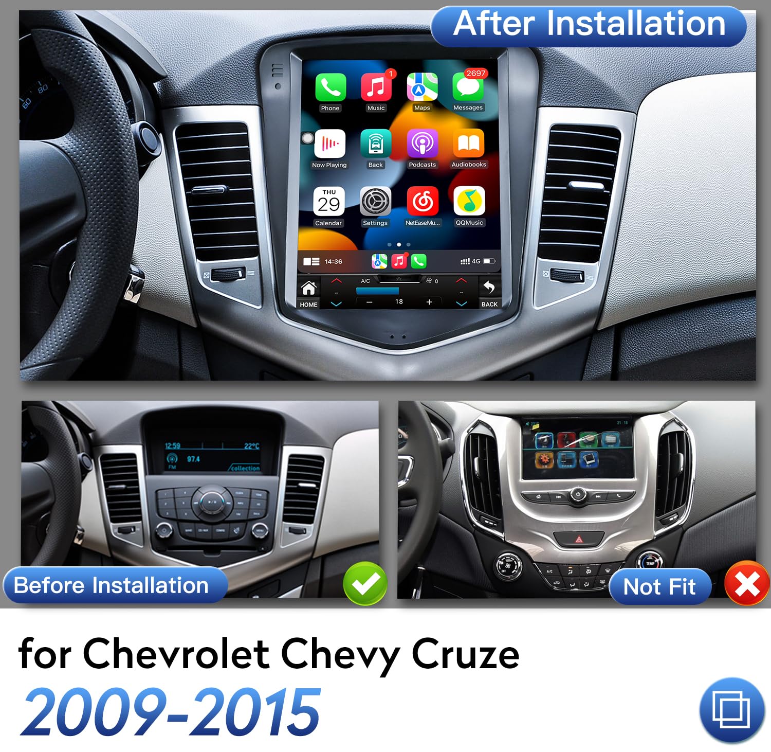 5G Wifi 4+32Gb Car Radio For Chevrolet Chevy Cruze 2009 2015 Limited 10.4Inch Octa Core Tesla Style Car Stereo Ips Touch Screen