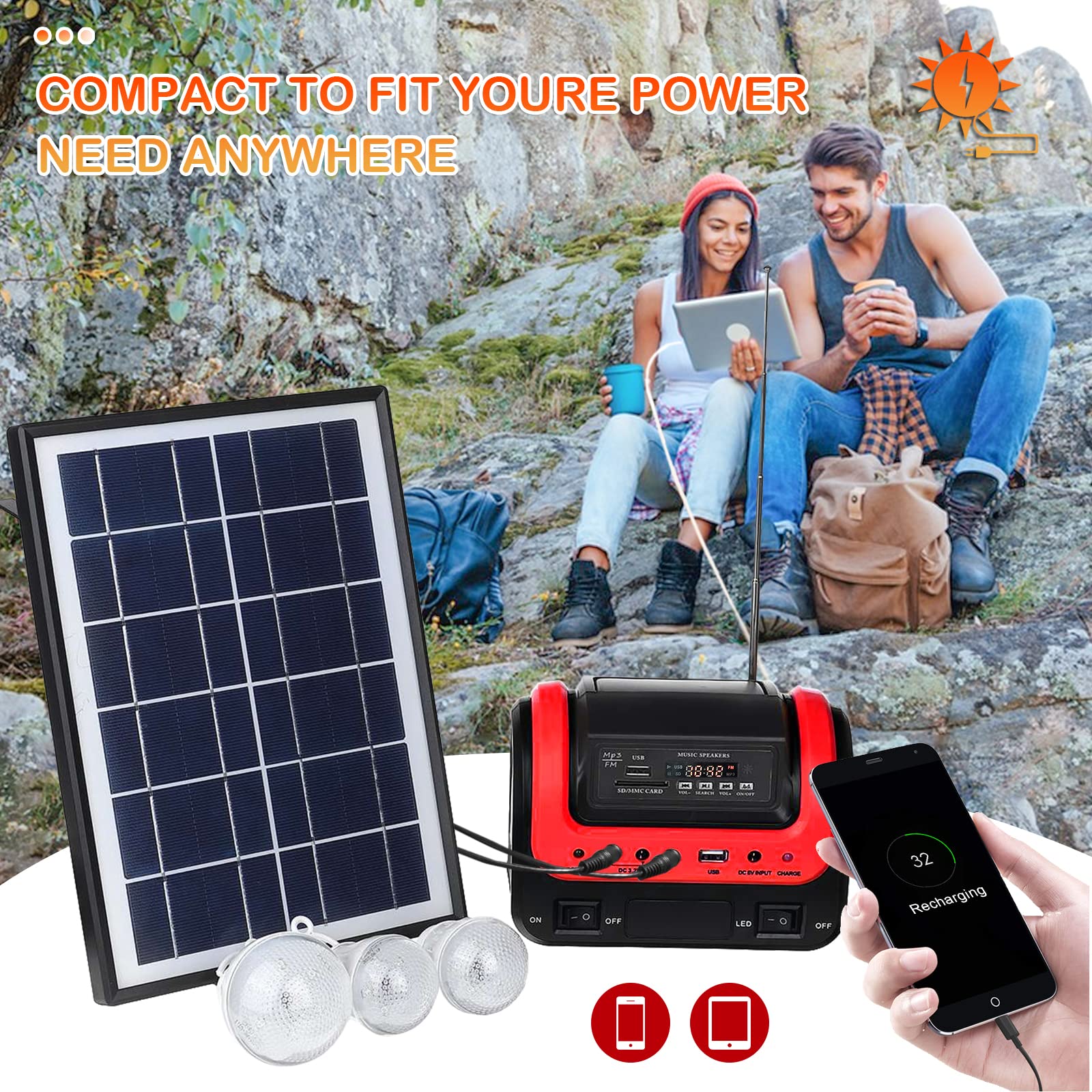 Solar Generator,Portable Power Station With Solar Panel Included,Lifepo4 Lithium Battery Mini Portable Generator With Dc/Usb Out