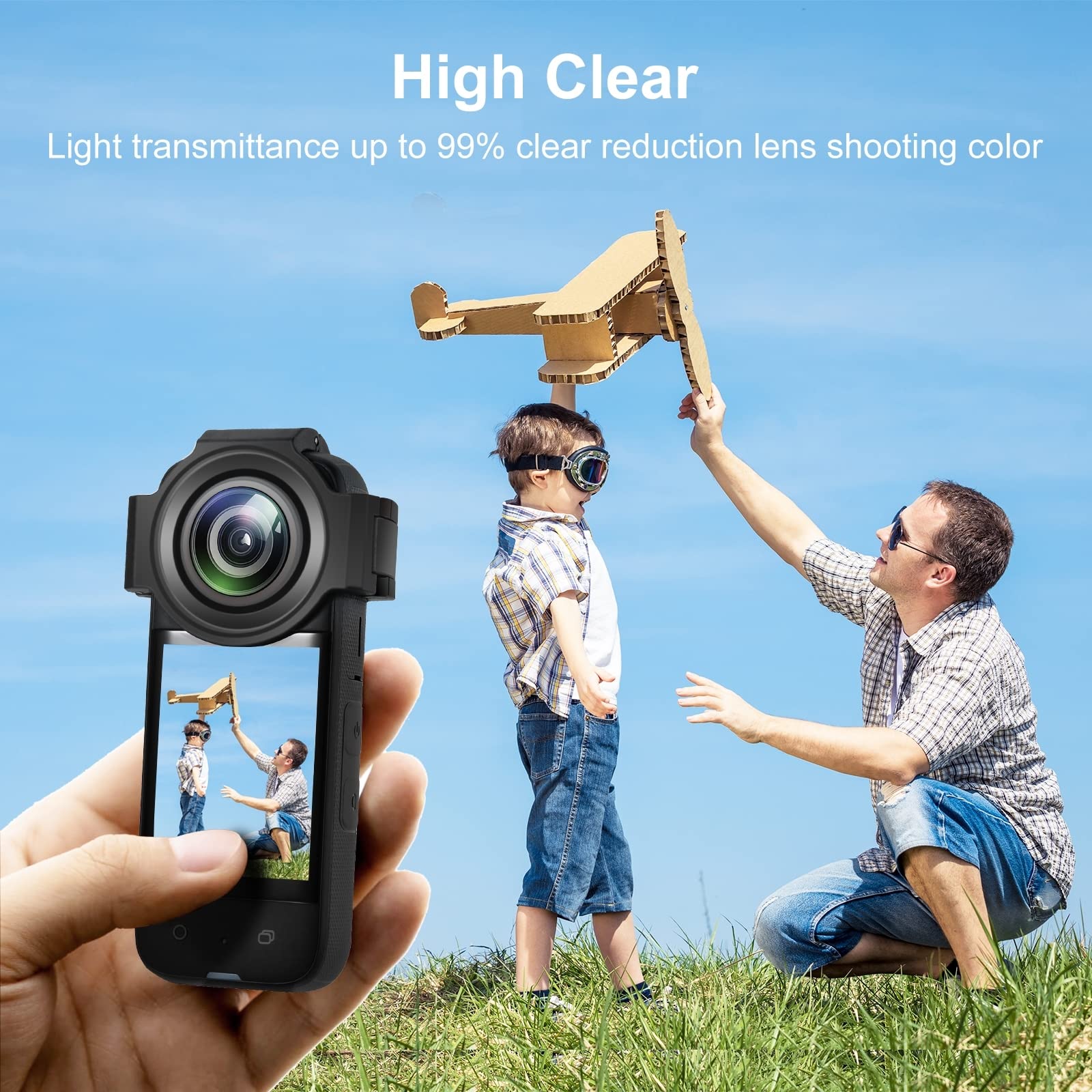 Puluz Lens Guard Compatible For Insta360 X3 Lens Guards Upgrade Optical Glass Lens Cap Protector Anti Scratch Protective Cover 3