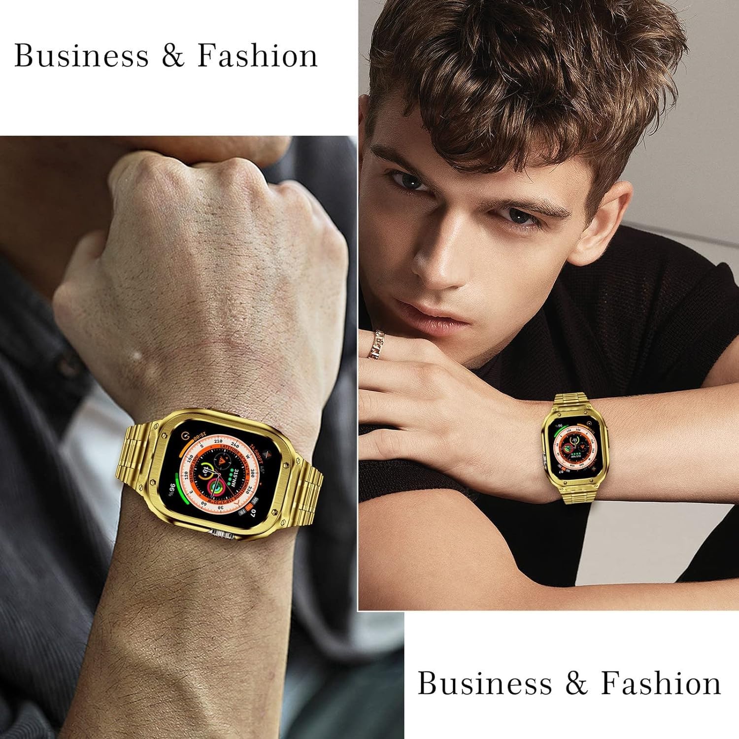 Haslfm Stainless Steel Watch Band With Case Compatible With Apple Watch Ultra/Ultra 2(49Mm),Metal Strap And Rugged Protective Co