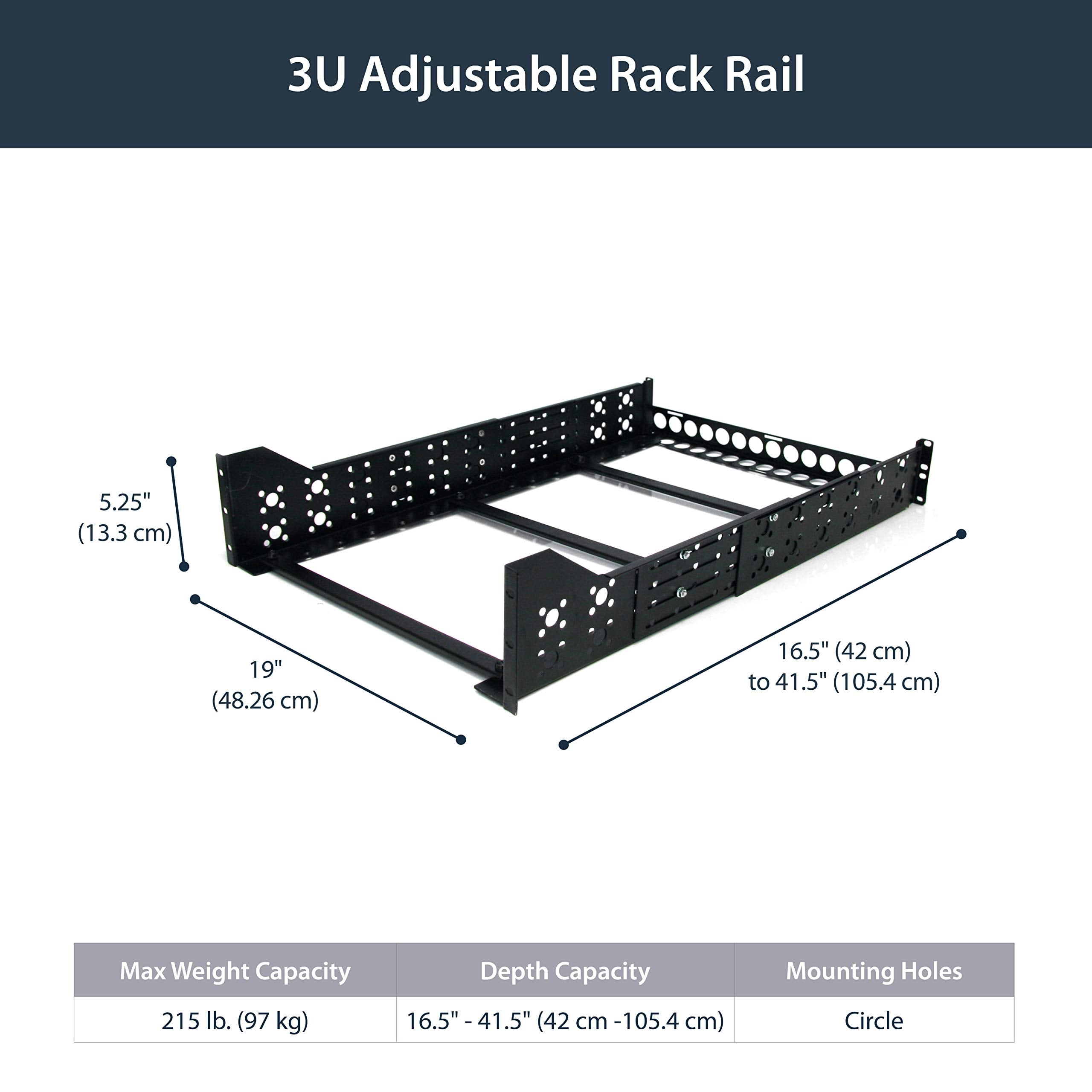 Startech.Com 3U Universal Server Rack Rails   Taa Compliant Fixed Mounting Rails   19'' Adjustable Depth Rack Mount Rails (Unira