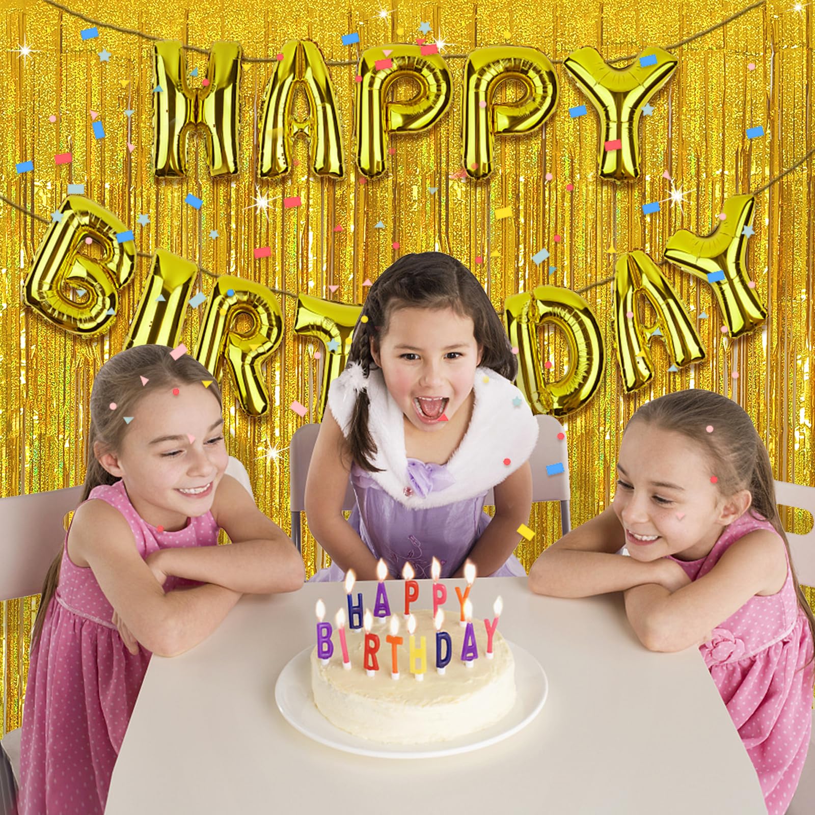 Tinsel Curtain Party Backdrop Gold Birthday Party Decorations 10 Packs Glitter Foil Fringe Curtain Party Decor Streamers Photo B