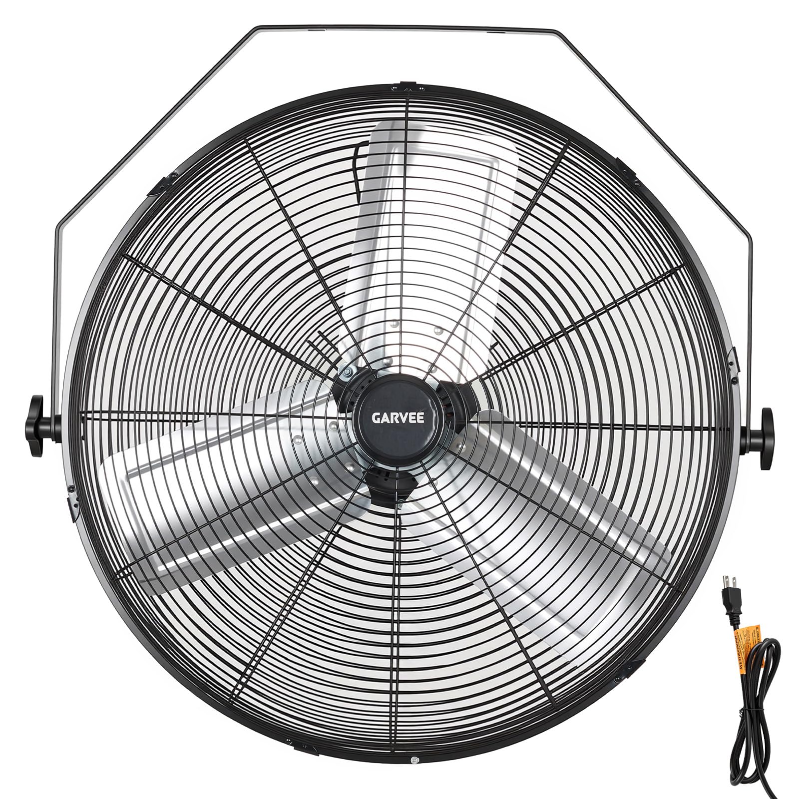 Garvee 24 Inch Wall Mount Fan, 7000 CFM 3 Speeds High Velocity Industrial Fan with 360 Tilt Head, IP44 Waterproof Heavy-Duty Alu