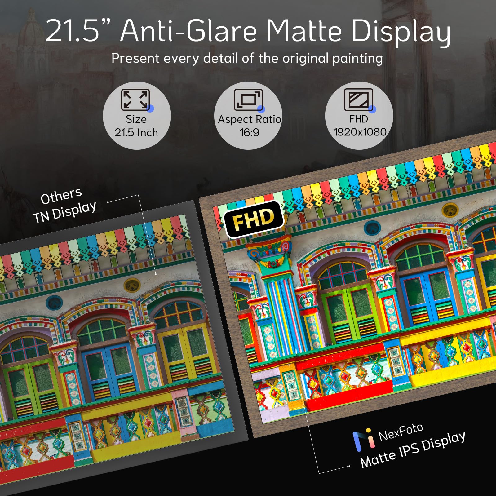 Nexfoto 21.5 Inch Extra Large Digital Picture Frame 64Gb Bluetooth Speakers, Digital Photo Frame 1920X1080 Fhd Light Sensor Dark