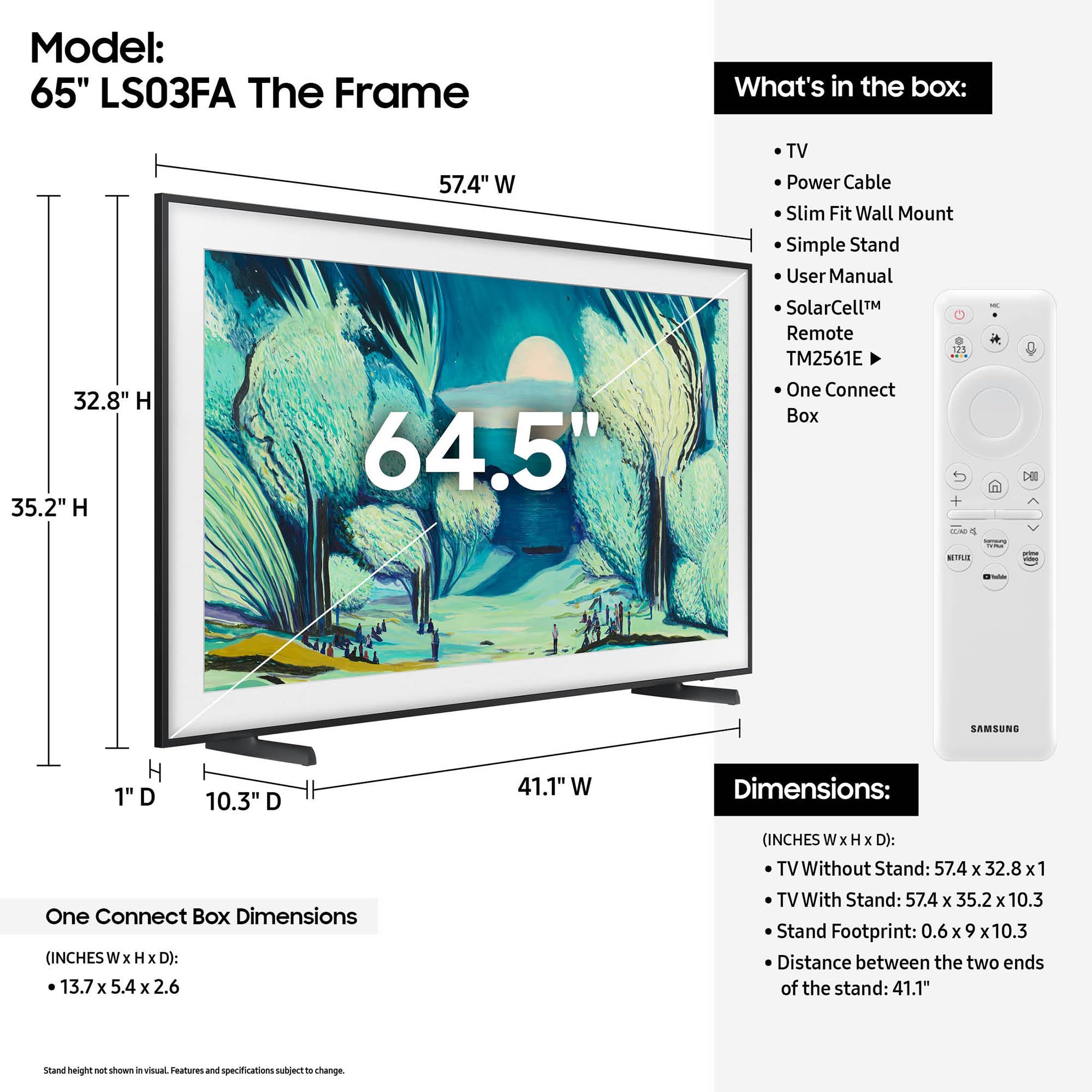 Samsung 65-Inch Class The Frame Ls03F 4K Qled Smart Tv (2025 Model) Modern Frame Design, Nq4 Ai Gen2 Processor, Art Mode, Artful