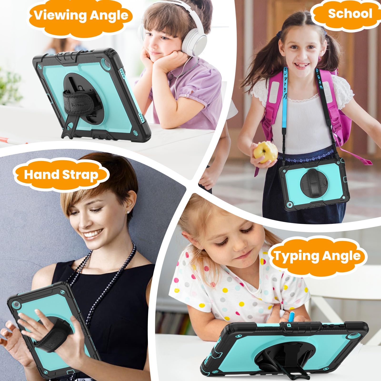 Seymac Stock Case For Samsung Galaxy Tab A9 8.7  , Full-Body Drop Protection Case With Screen Protector Pencil Holder [360 Rot