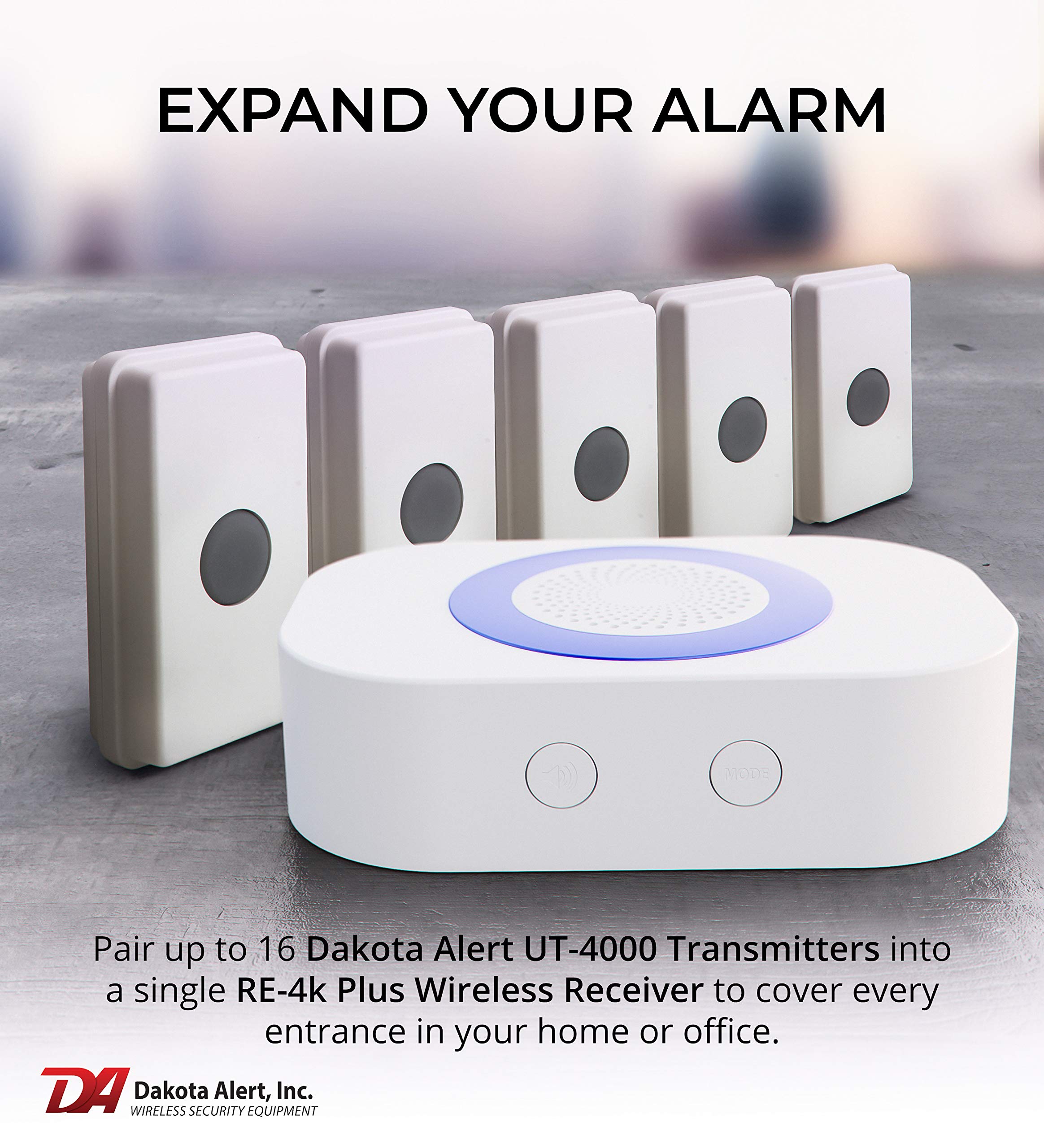 Dakota Alert Doorbell Utre 4K Plus   One Mile Wireless Door Bell, Panic Button, Door Contact   Ut 4000 Universal Transmitter & Re 4K Plus Receiver With12 Vdc And Relay Outputs, Wireless Mailbox Alert