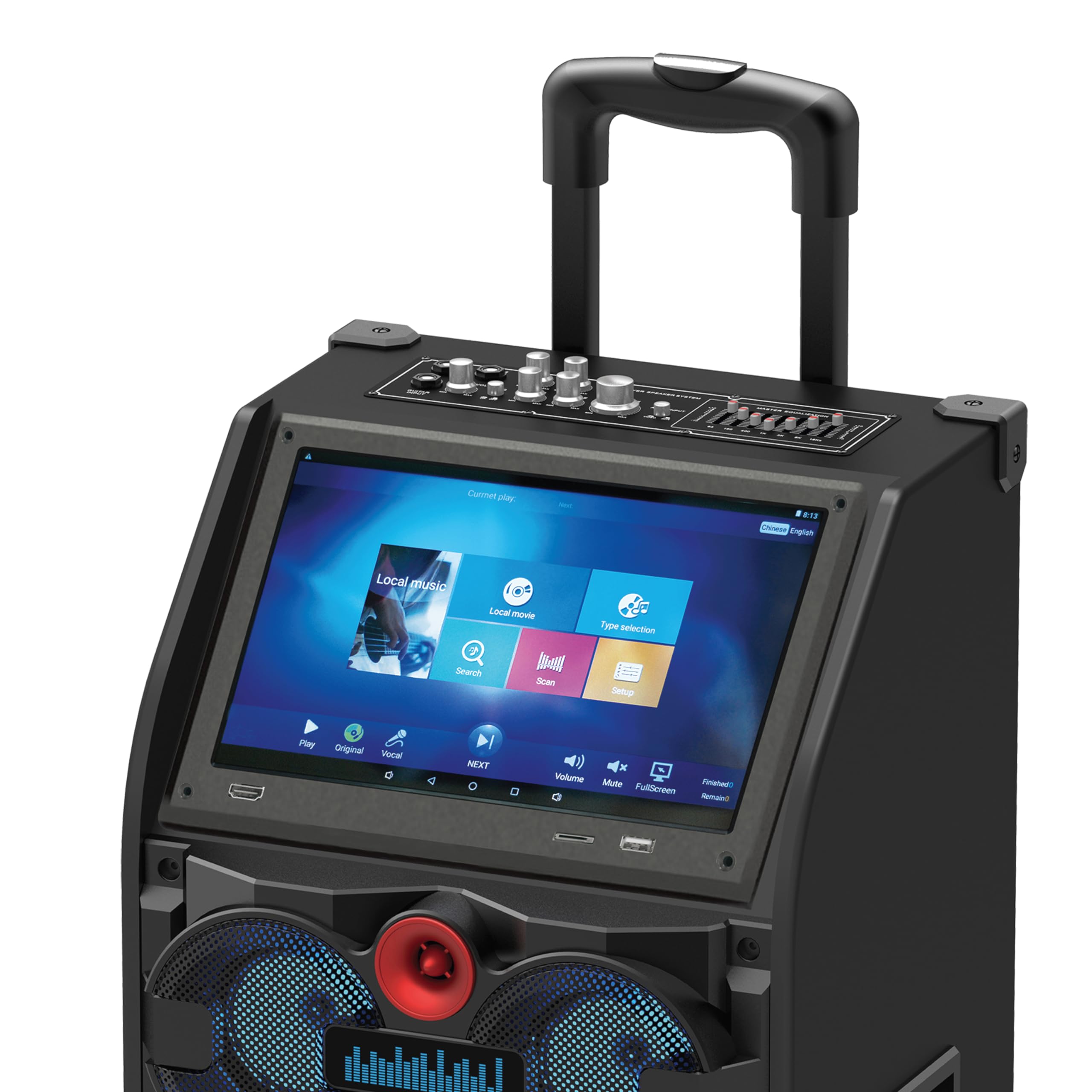 Iq Sound Iq-4922Djwk 2 X 12-Inch Portable Bluetooth Speaker Karaoke & Built-In Tablet, Fm Radio, 7-Band Eq, Built-In Lights, Gui