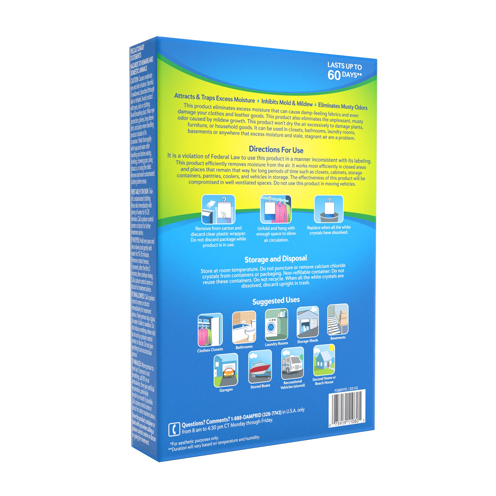 Damprid Fragance Free Hanging Moisture Absorber, 14 Ounce (Pack Of 6)