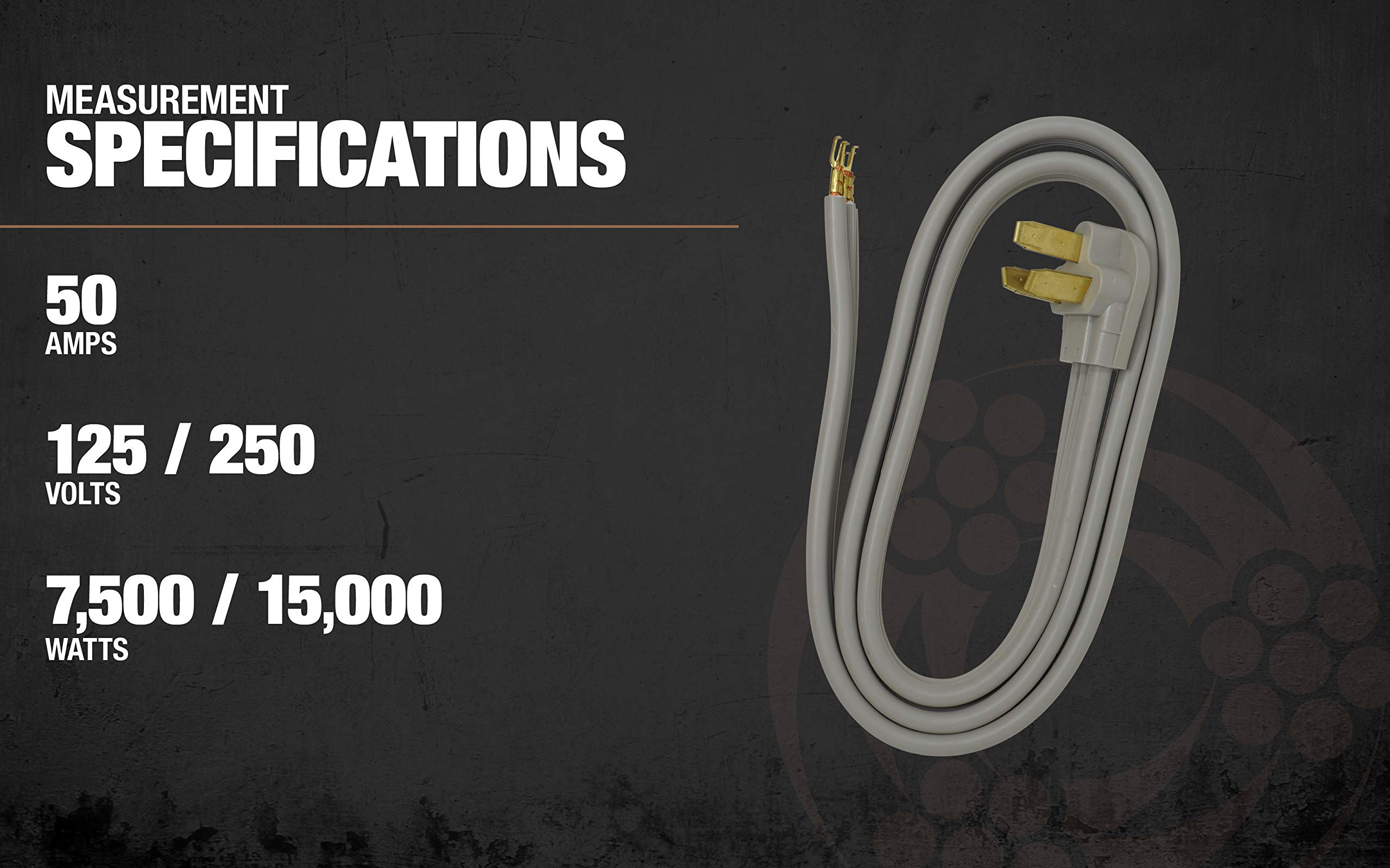 Woods 90168809 50 Amp 3 Wire Range Power Cord; 6 Foot; 6'; Yellow