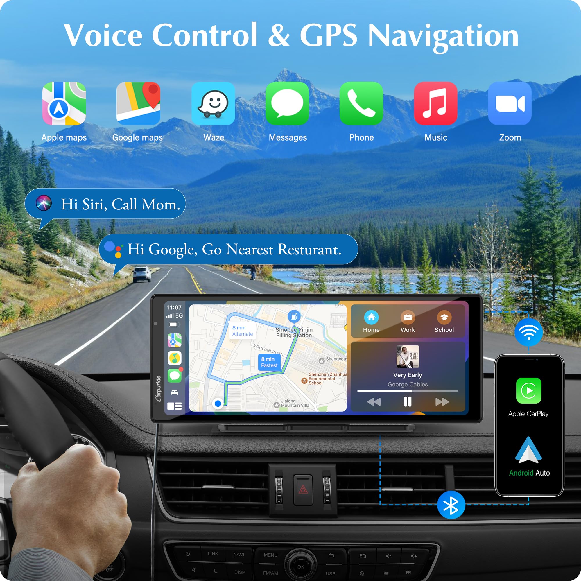 2025 Carpuride W903 Wireless Carplay & Android Auto With Dash Cam   9.3' Hd Ips Touch Car Play Screen For Car, 4K Front & 1080P Rear Camera, Loop Recording, Bluetooth Audio, Mirror Link, Gps, Siri