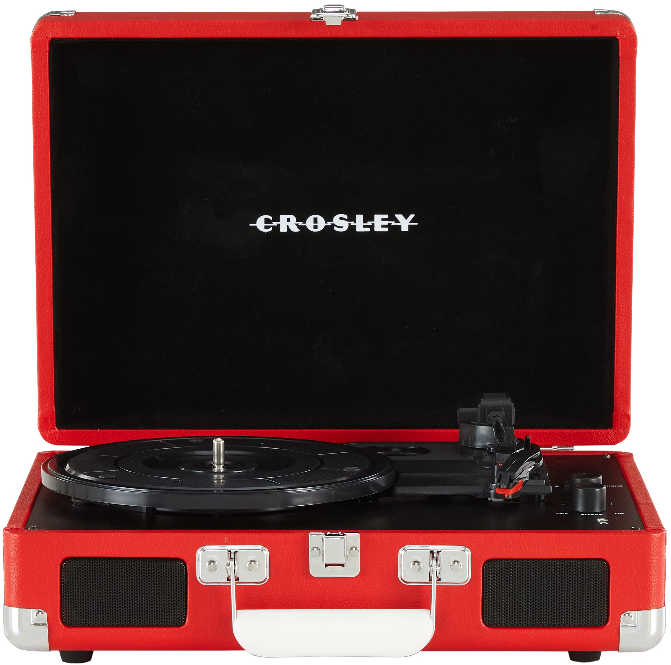 Crosley Cr8005Dp Re1 Cruiser Plus Vintage 3 Speed Bluetooth In/Out Suitcase Vinyl Record Player Turntable, Red