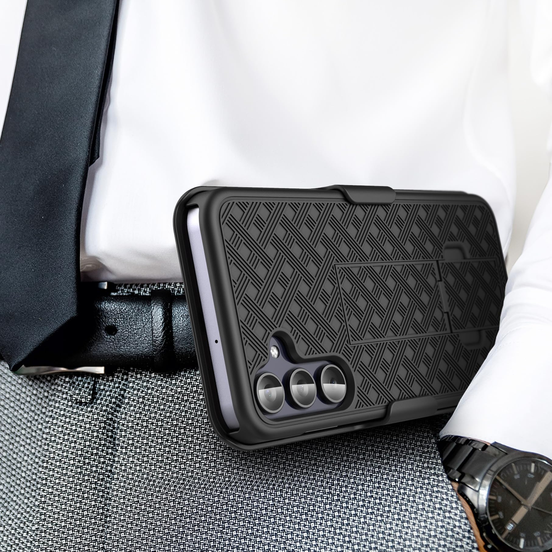 Encased Belt Case For Samsung Galaxy A35 5G With Holster Clip And Phone Kickstand (Duraclip Series), Black (A35 5G)