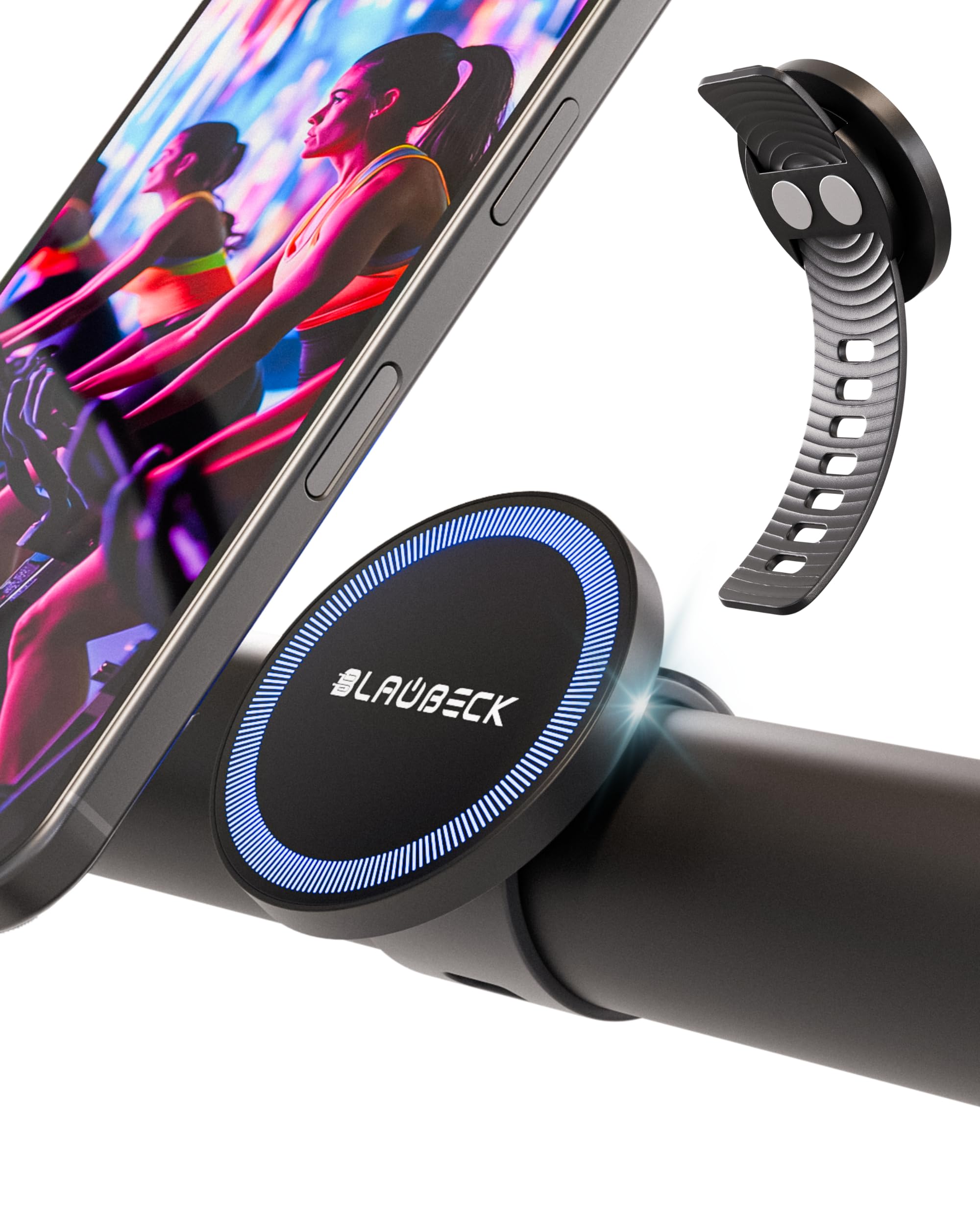 Gym Stationary Bike Mount With Adjustable Straps For Magsafe - Magnetic Phone Holder For Gym Equipment & Golf Push Cart - Compat