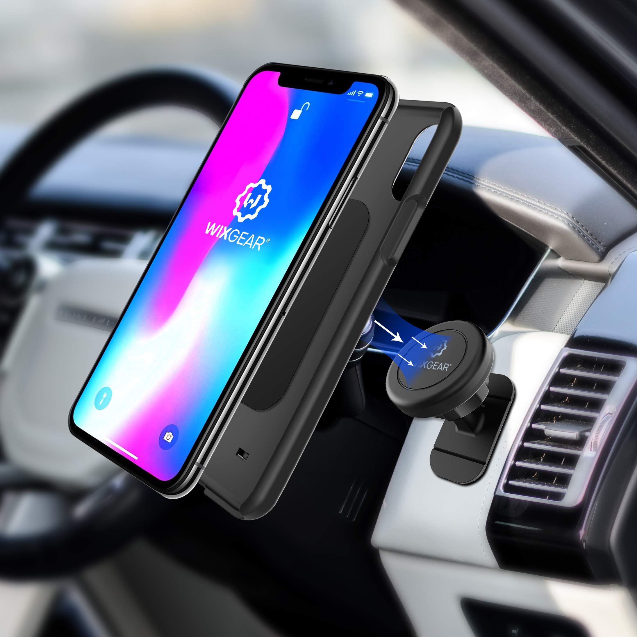 Wixgear Magnetic Mount, Stick-On Dashboard Magnetic Car Mount Holder, For Cell Phones And Mini Tablets With Fast Swift-Snap Tech