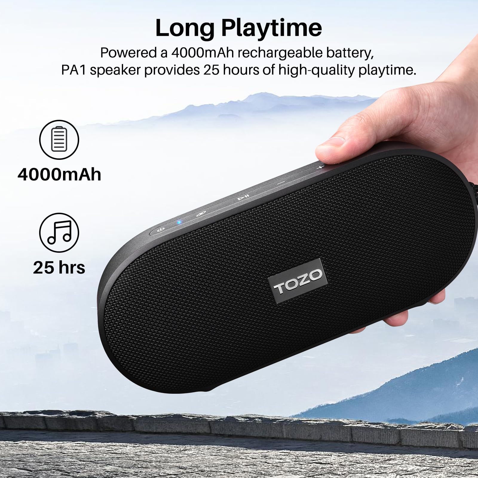 Tozo Pa1 Bluetooth Speaker With 20W Stereo Sound, 25H Playtime, Ipx7 Waterproof Portable Wireless Speaker With Eq Mode App Contr