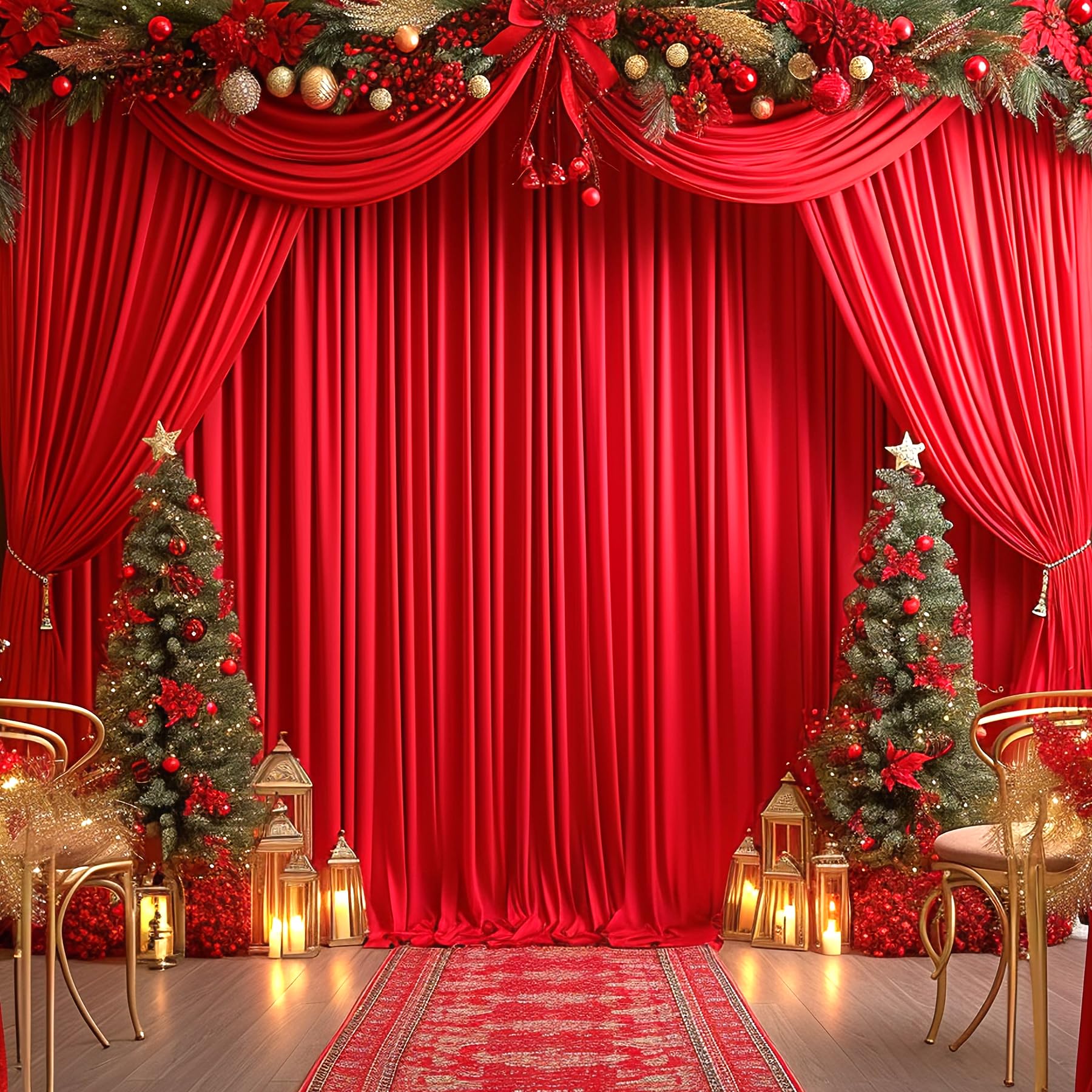 10X10 Red Backdrop Curtain For Parties Wedding Wrinkle Free Red Photo Curtains Backdrop Drapes Fabric Decoration For Birthday Pa