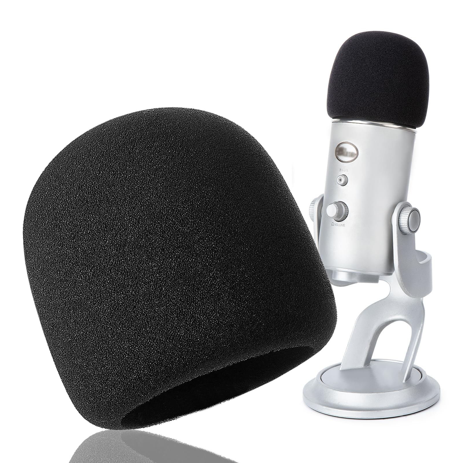 Foam Windscreen for Blue Yeti, Yeti Pro, MXL, Audio Technica and Other Large Microphones, Pop Filter Cover made from Quality Sponge Material by YOUSHARES (Black)