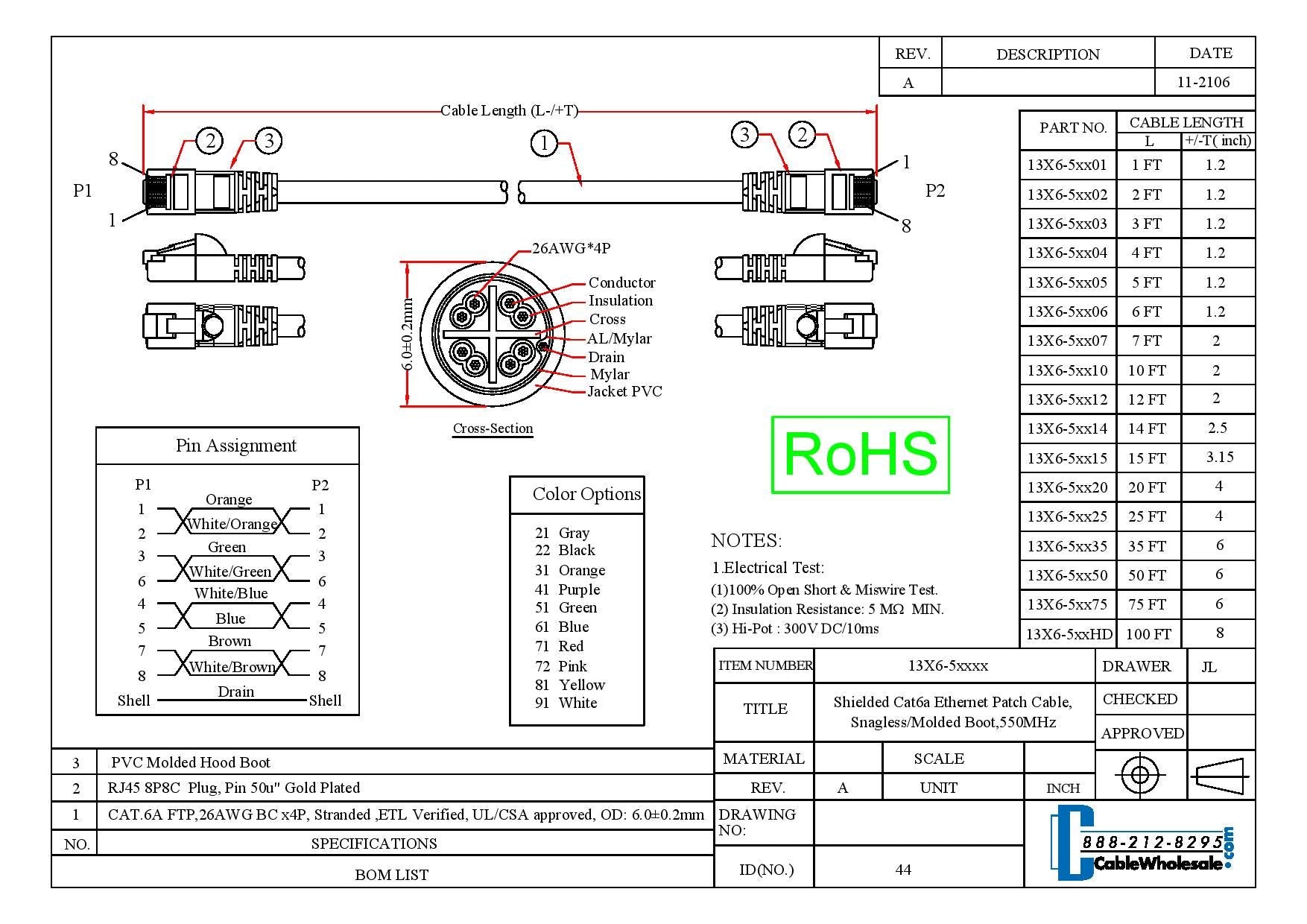 Cablewholesale 3 Foot Blue Cat6A Ethernet Patch Cable, Snagless/Boot With Rj45 Connector, 500 Mhz, 26 Awg, Stp(Shielded Twisted